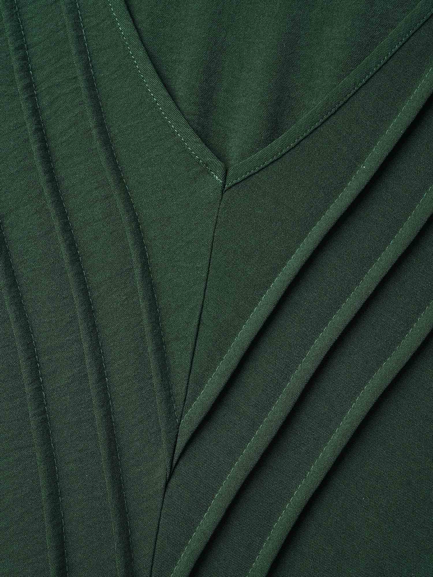 Bib-Front V-Neck Pockets Tiered Mini Dress - Image 6
