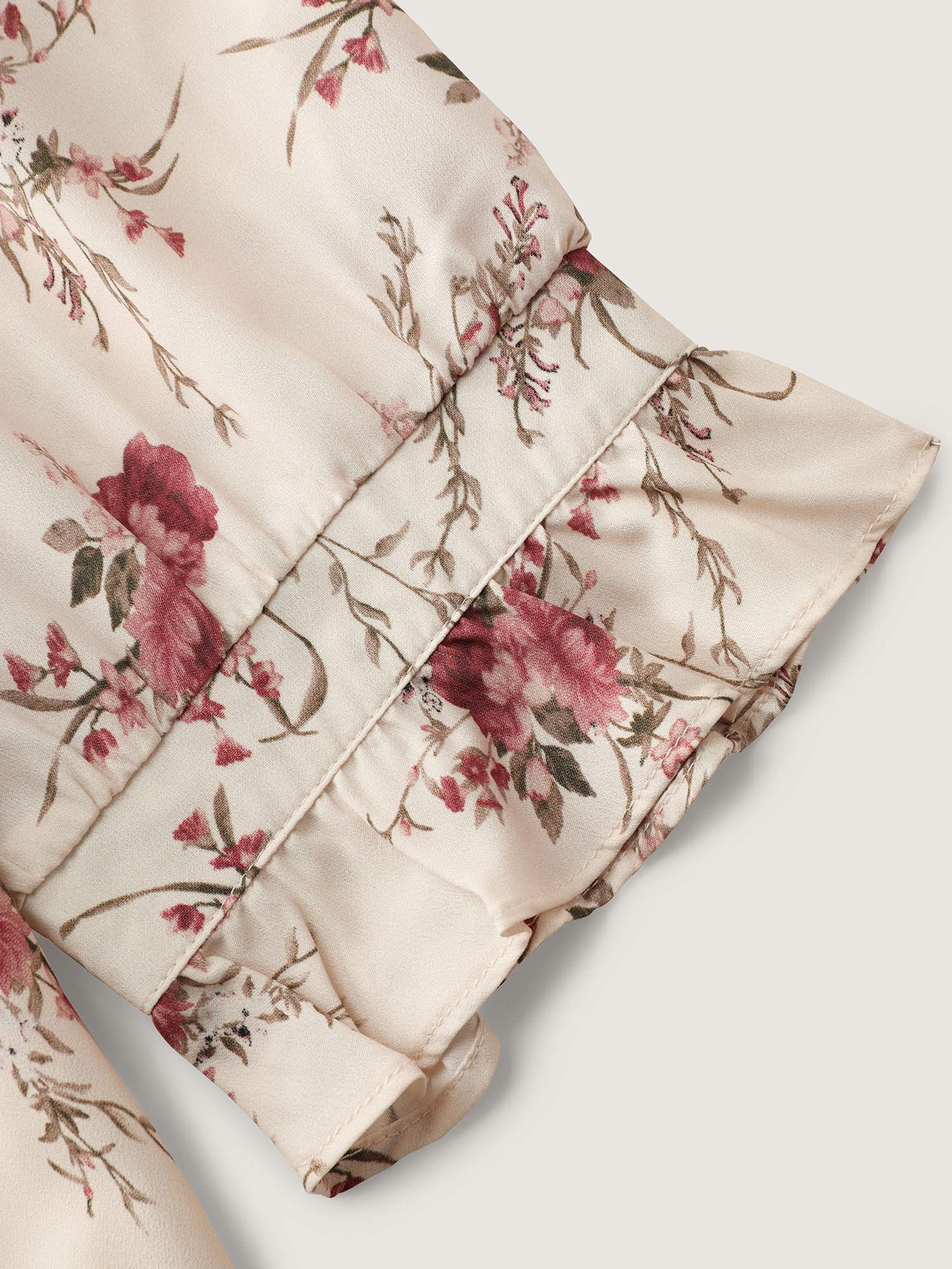 Blooming Floral Layered Hem Cut-Out Shoulder Blouse - Image 6