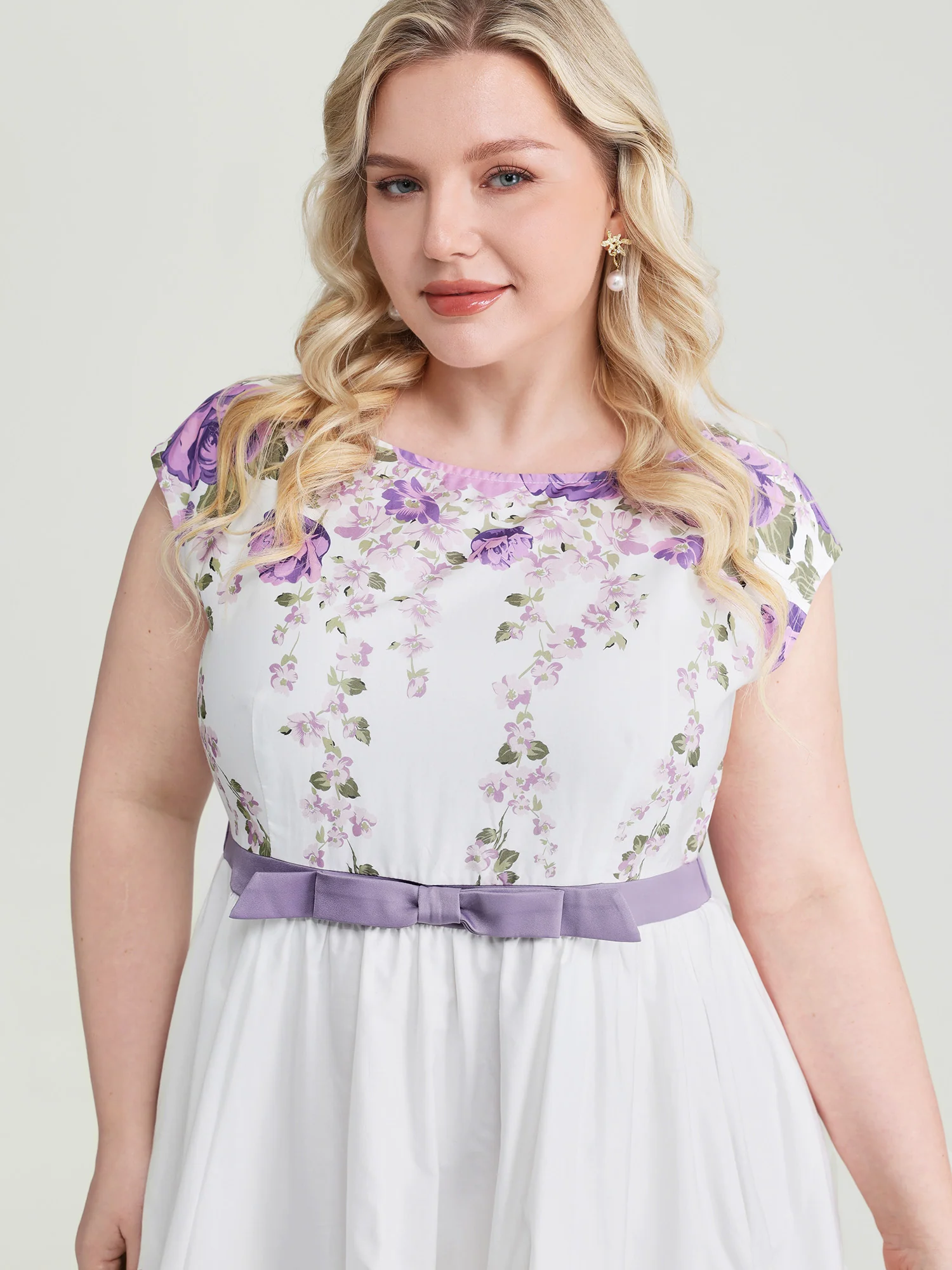 Blooming Floral Print Bow-Tie Waist Midi Dress - Image 2