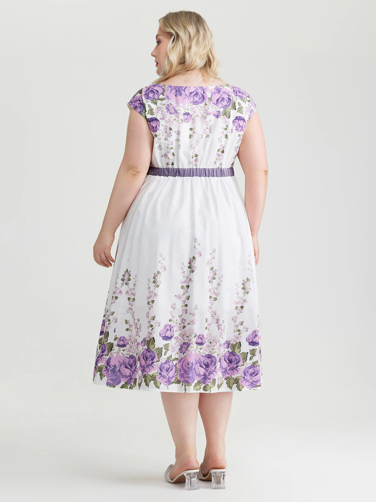 Blooming Floral Print Bow-Tie Waist Midi Dress - Image 4