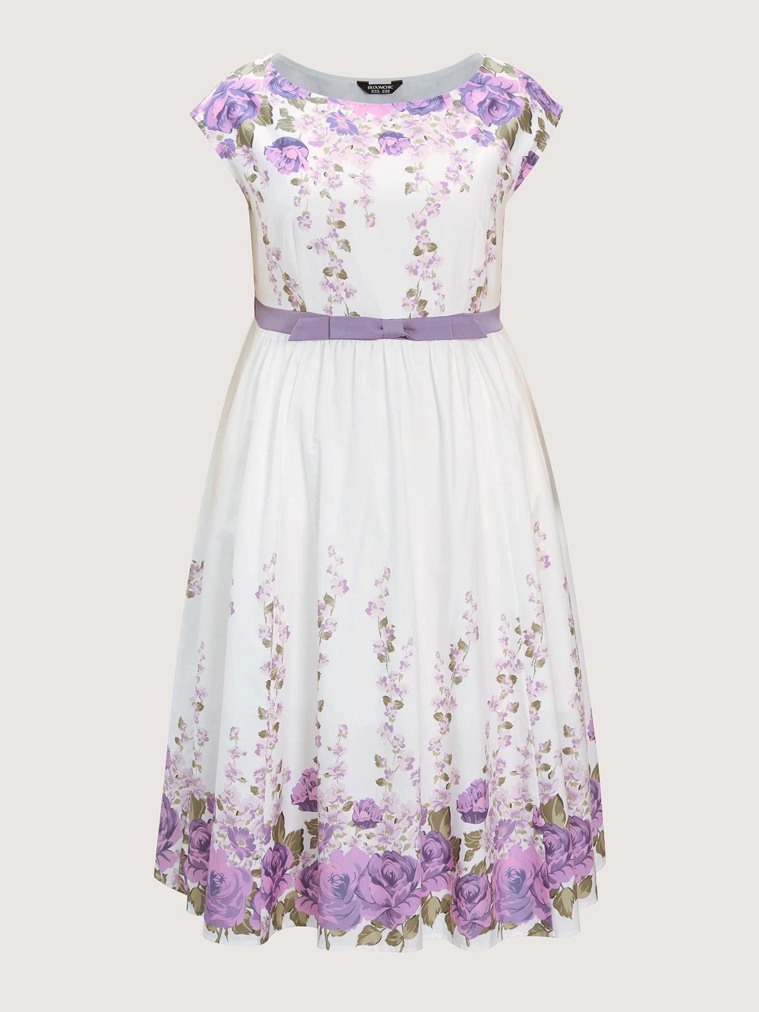 Blooming Floral Print Bow-Tie Waist Midi Dress - Image 7
