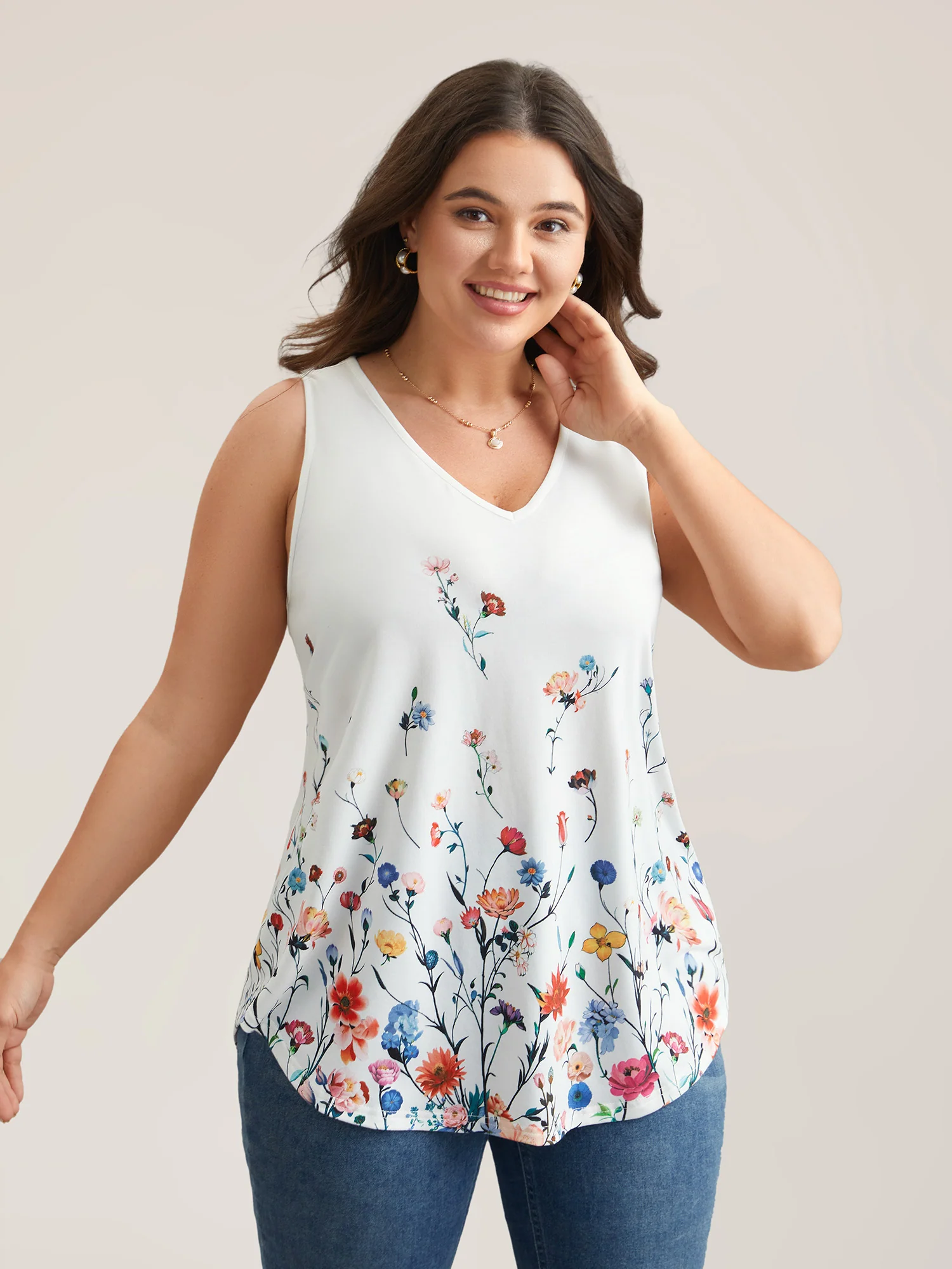 Blooming Flowers Print Stretchy Vest - Image 4