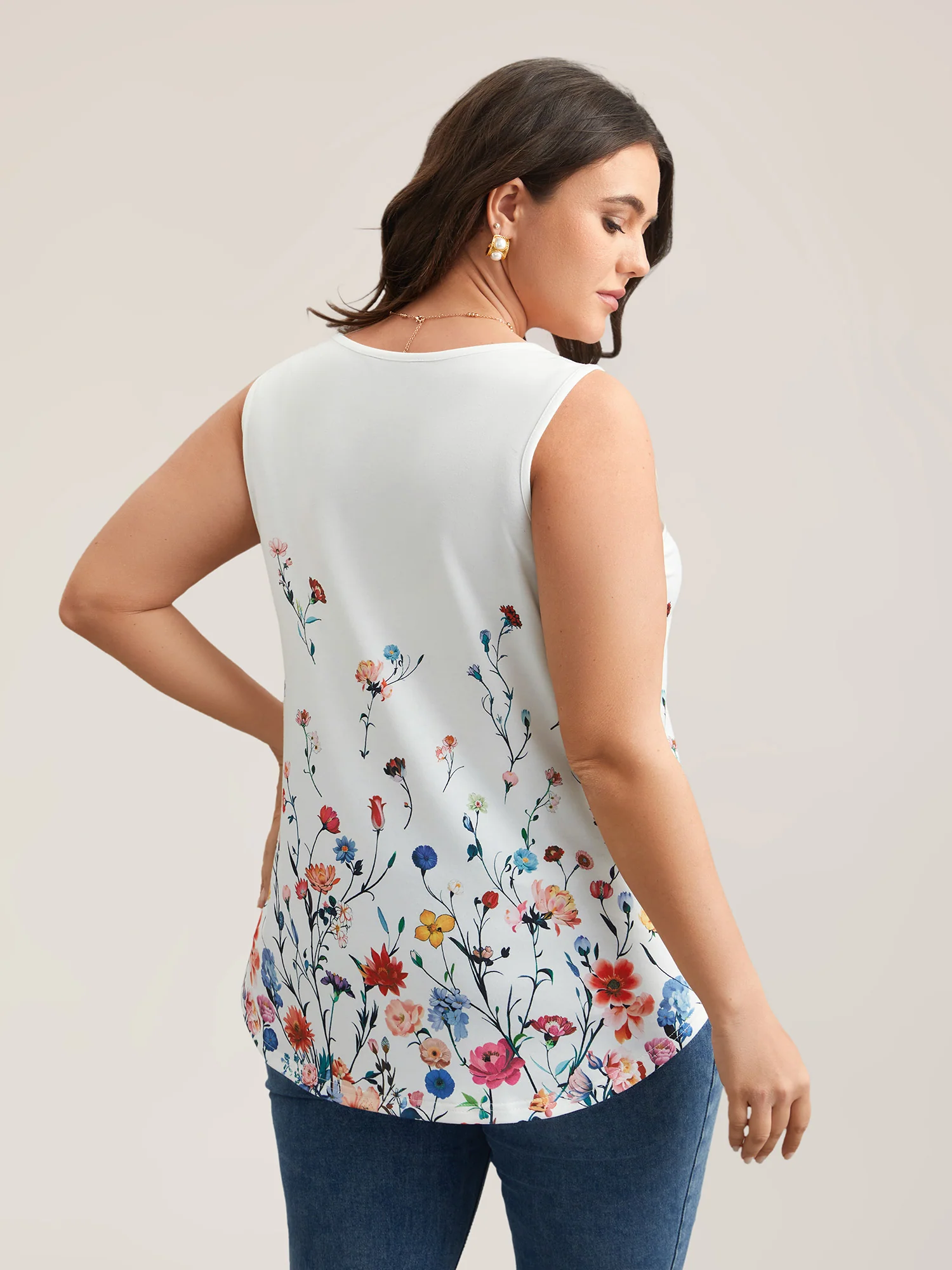 Blooming Flowers Print Stretchy Vest - Image 5