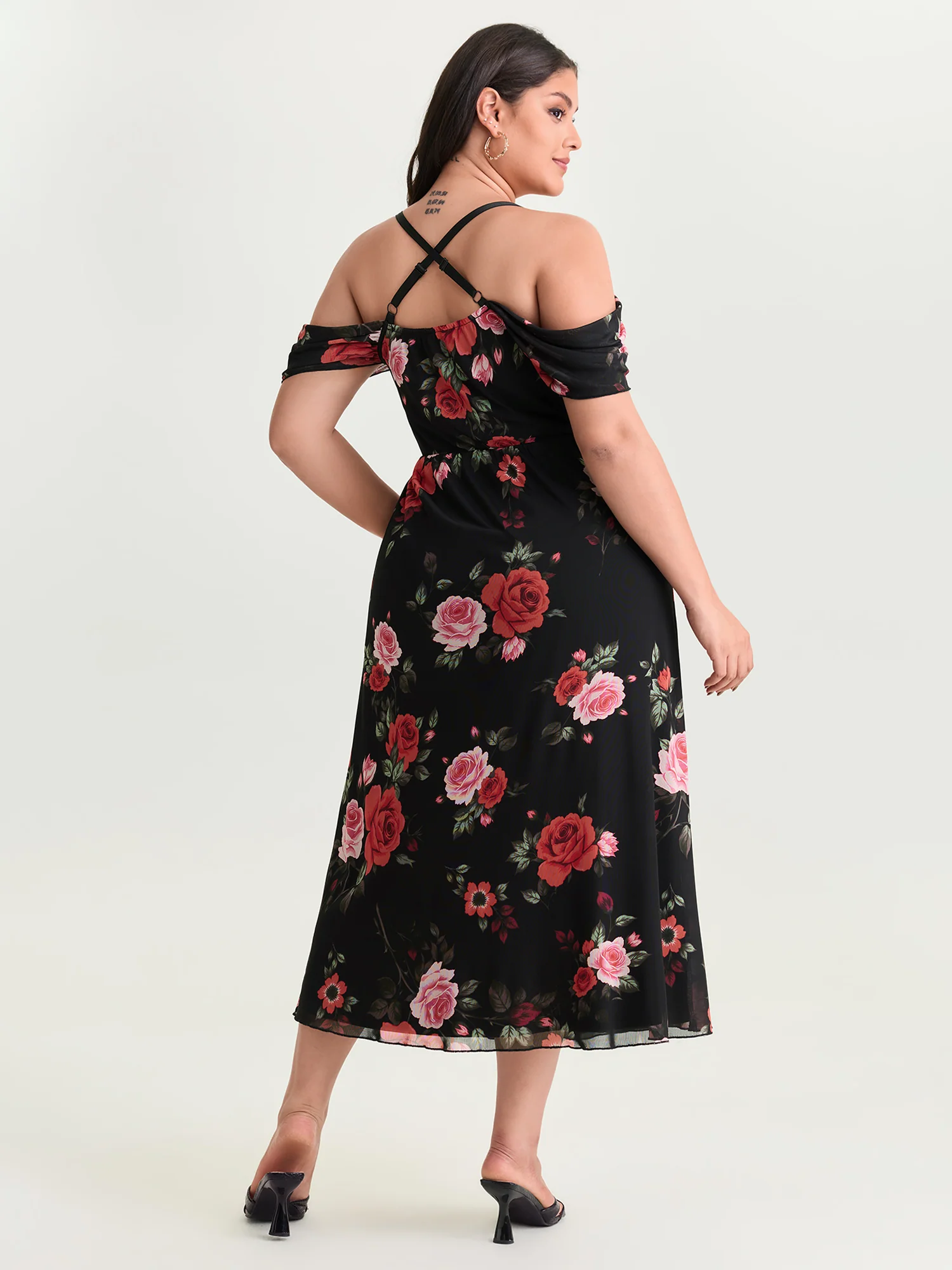 Blooming Rose Cold-Shoulder Maxi Dress - Image 3