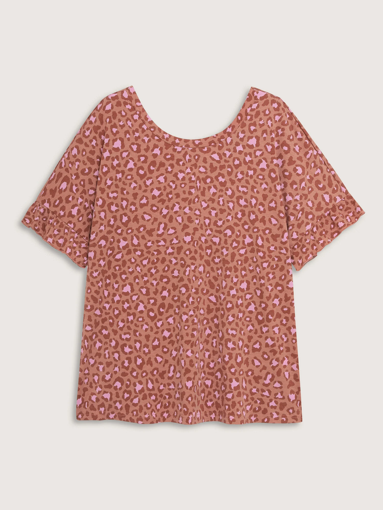 Blushing Leopard Print Cross-Strap Back T-Shirt - Image 8
