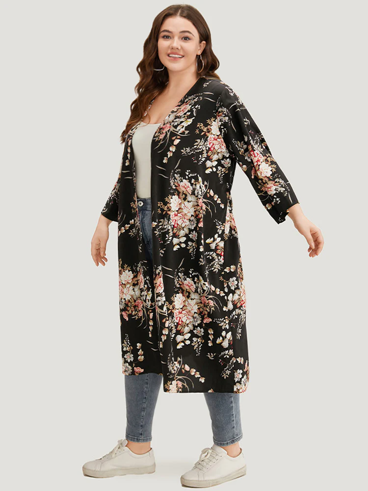 Boho Print Belted Open Front Kimono - Image 3