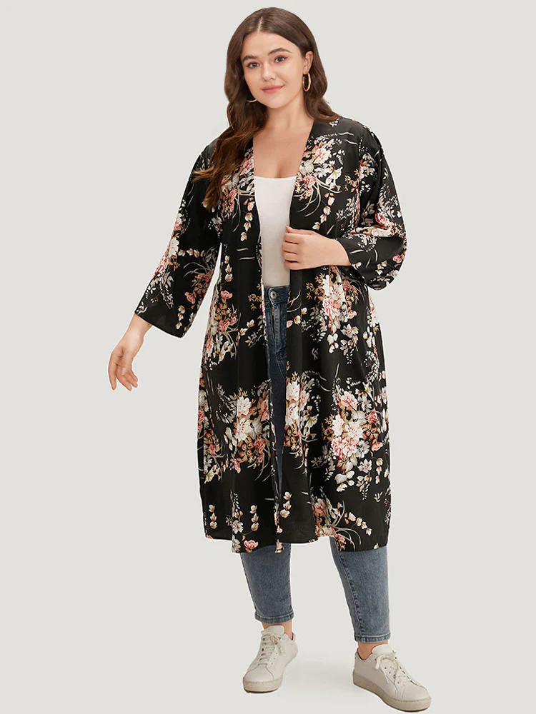 Boho Print Belted Open Front Kimono - Image 6