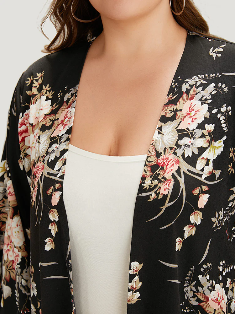 Boho Print Belted Open Front Kimono - Image 7