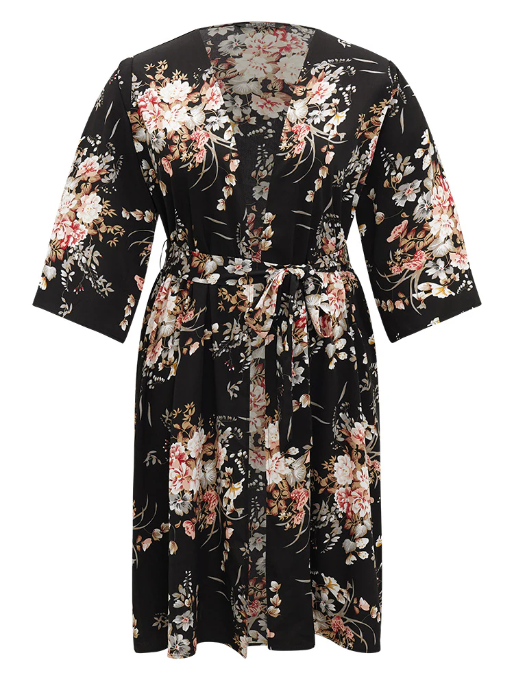 Boho Print Belted Open Front Kimono - Image 9