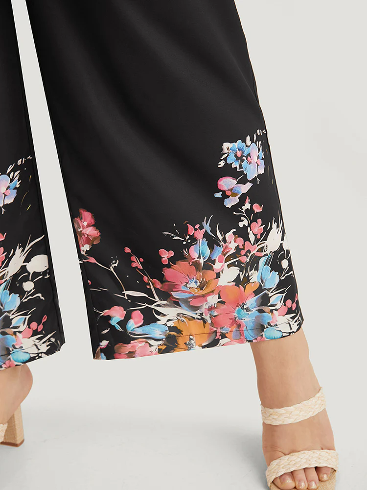 Boho Print Drawstring Pocket Flutter Sleeve Jumpsuit - Image 8