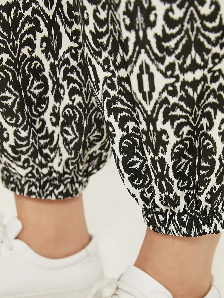 Boho Print Elastic Waist Harem Pants - Image 7