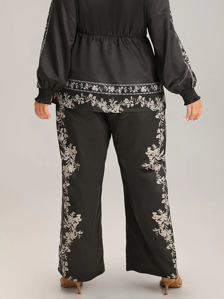 Boho Print Pocket Elastic Waist Pants - Image 3