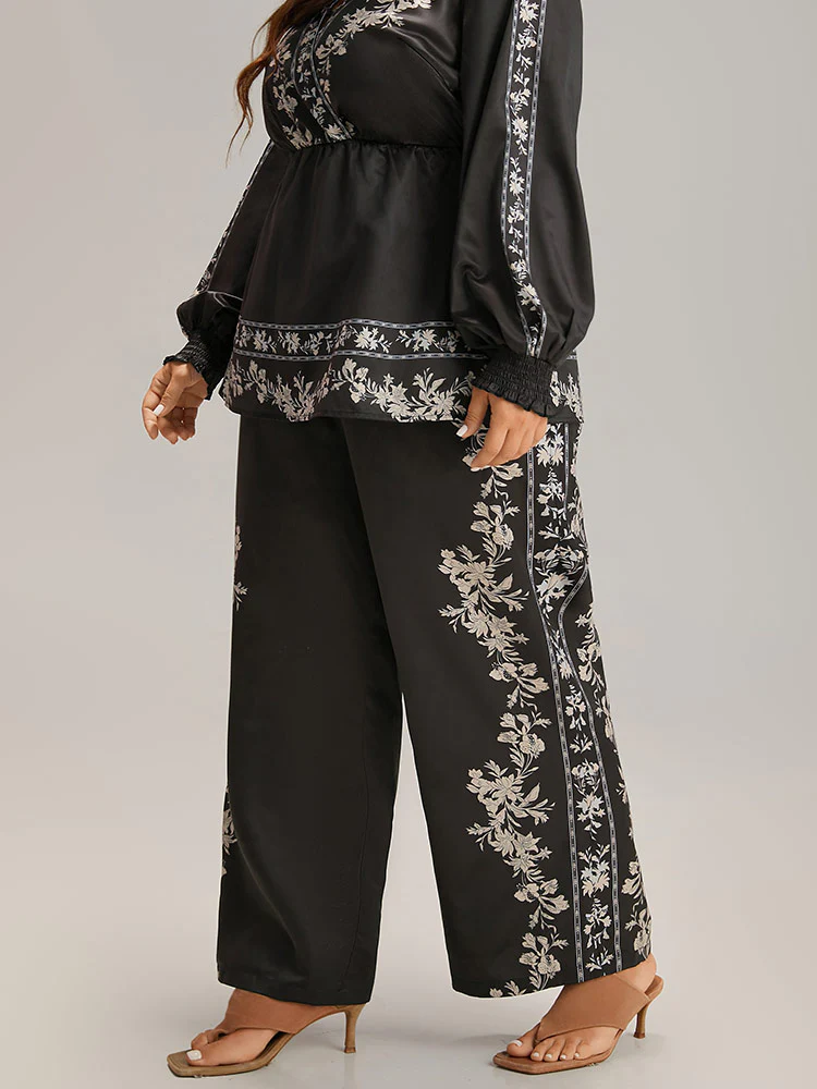 Boho Print Pocket Elastic Waist Pants - Image 4