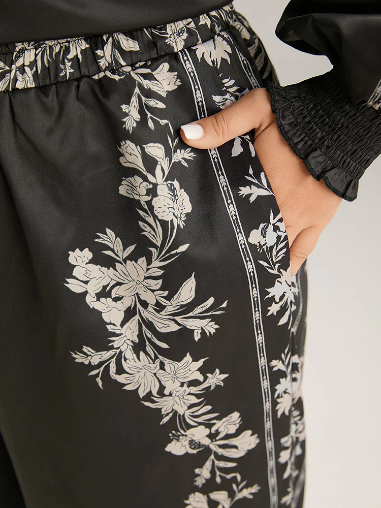 Boho Print Pocket Elastic Waist Pants - Image 5
