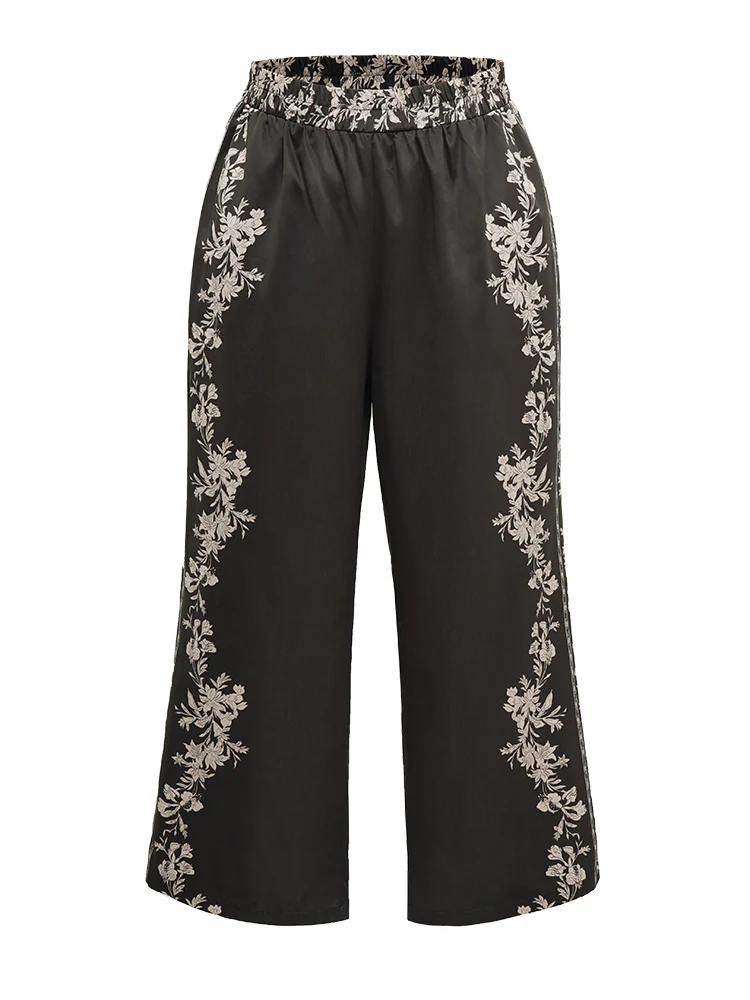 Boho Print Pocket Elastic Waist Pants - Image 6