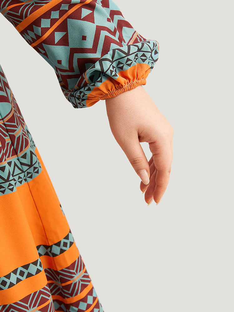 Boho Print Tassel Tie Neck Dress - Image 7