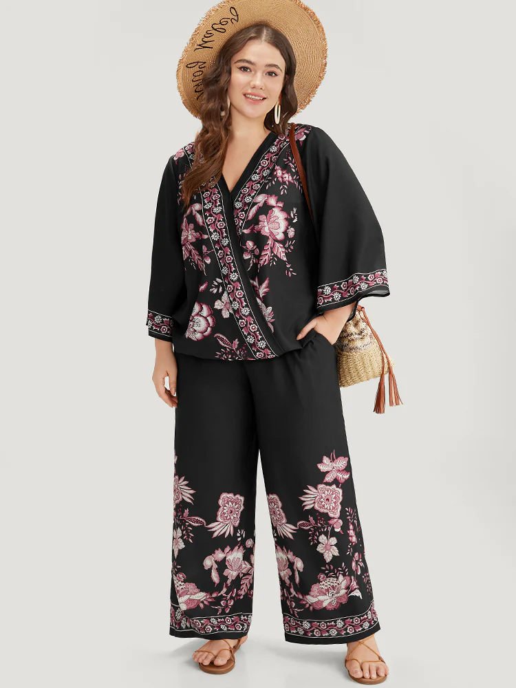 Boho Print Wrap Woven Top - Image 2