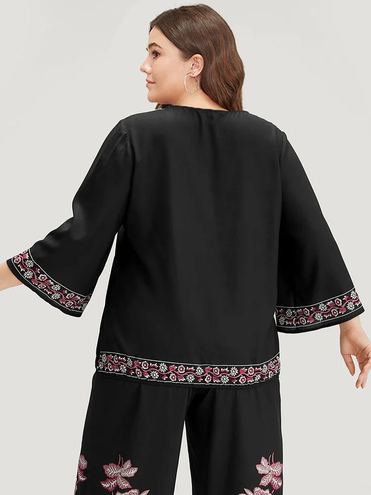 Boho Print Wrap Woven Top - Image 5