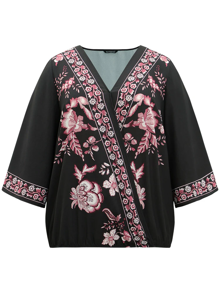 Boho Print Wrap Woven Top - Image 6