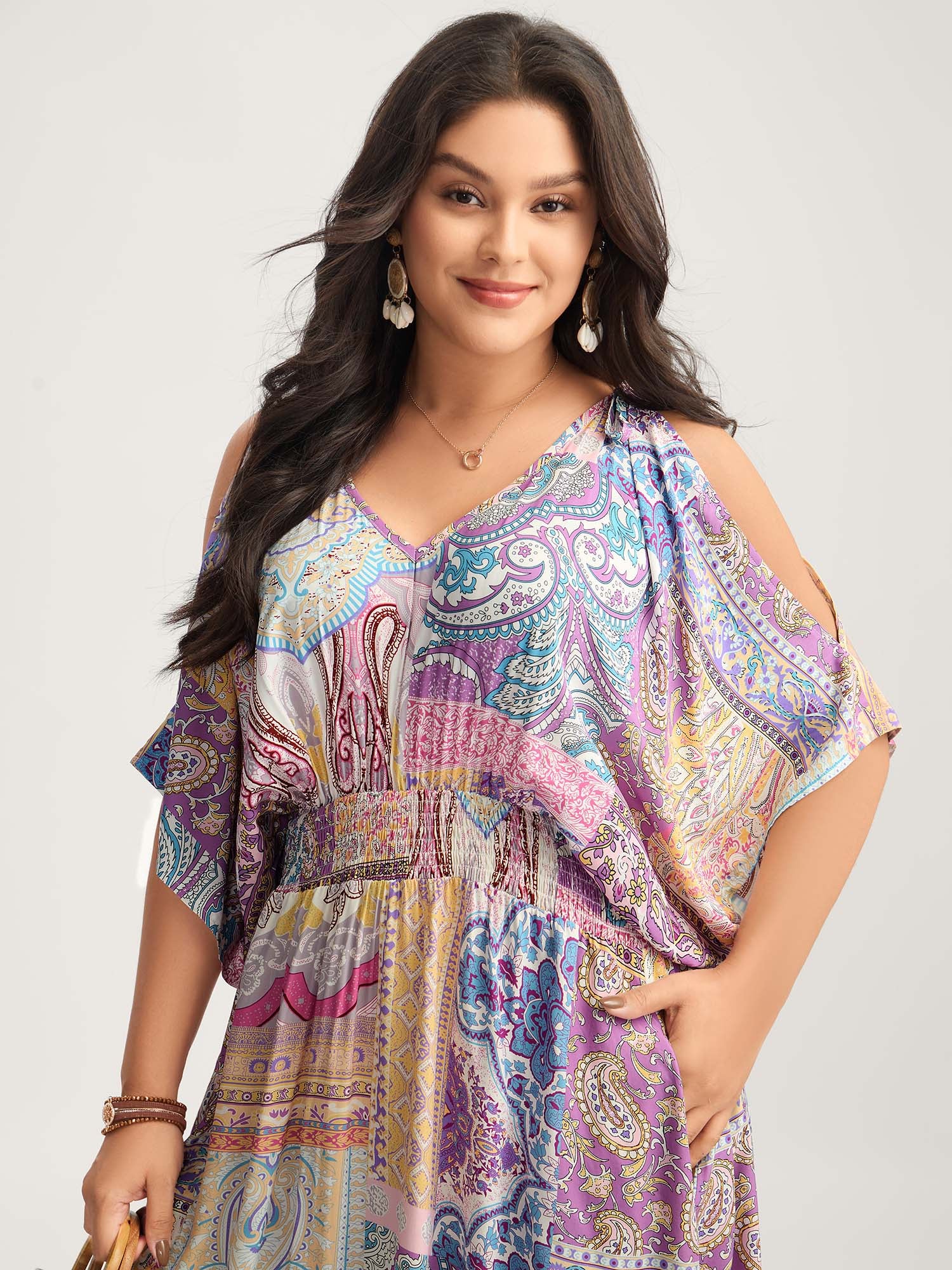 Boho Collage Off-Shoulder Maxi Dress - Image 2