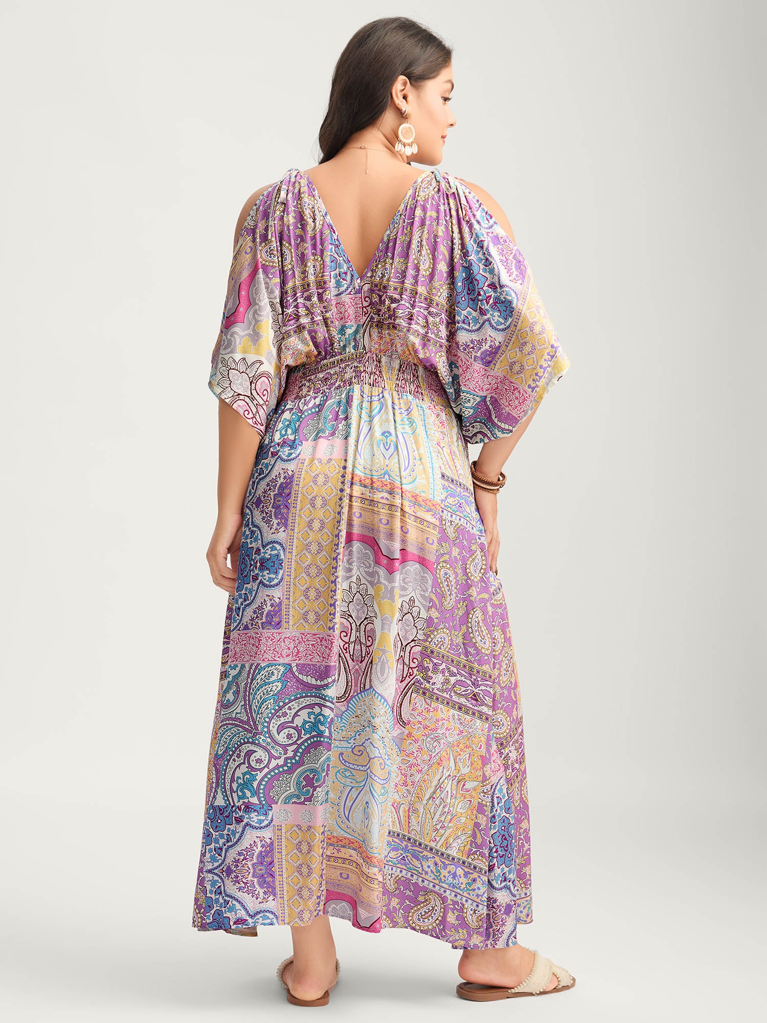 Boho Collage Off-Shoulder Maxi Dress - Image 4