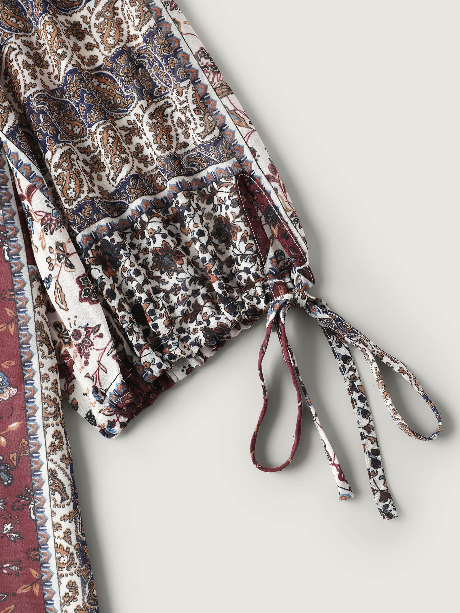 Boho Collage Print Sleeve-Tie Blouse - Image 5