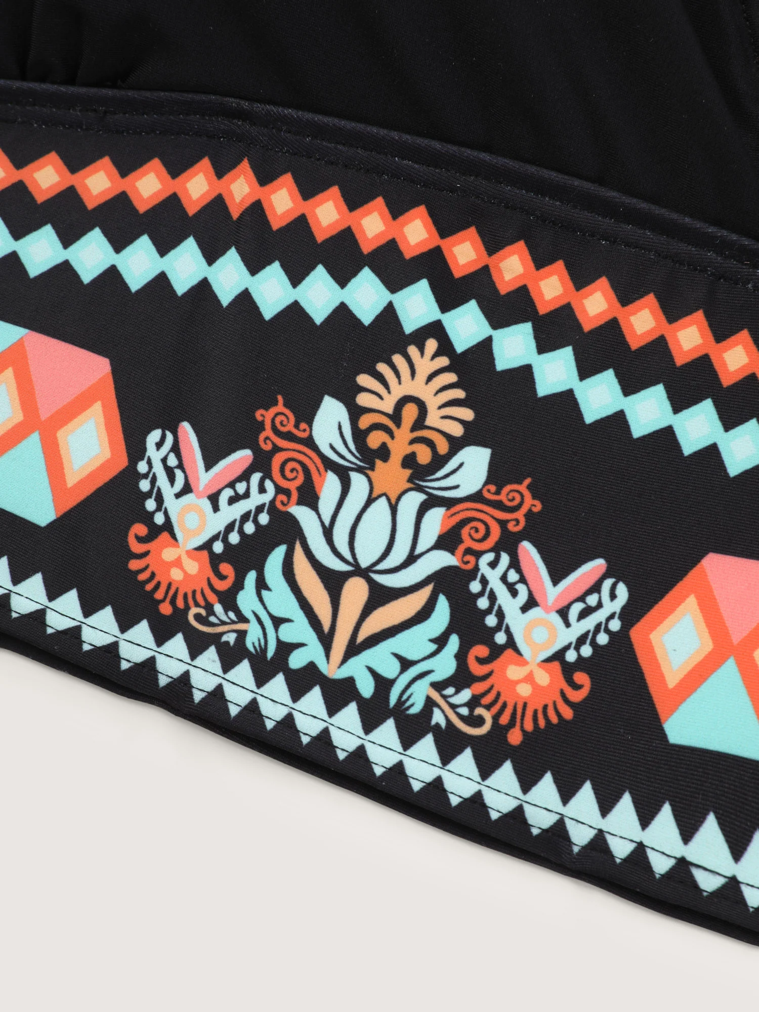 Boho Colorful Print Contrast Bikini Top - Image 7