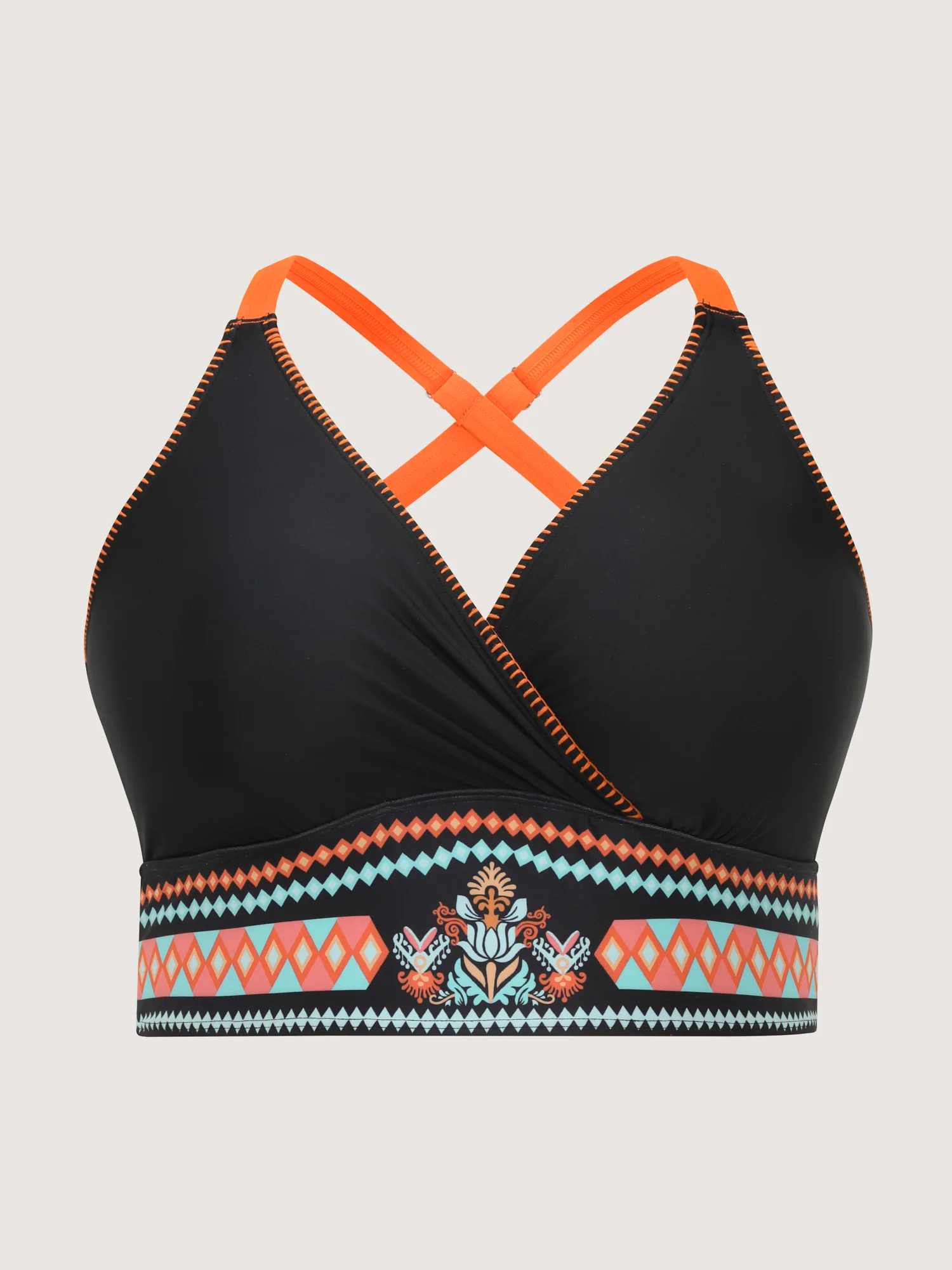 Boho Colorful Print Contrast Bikini Top - Image 8