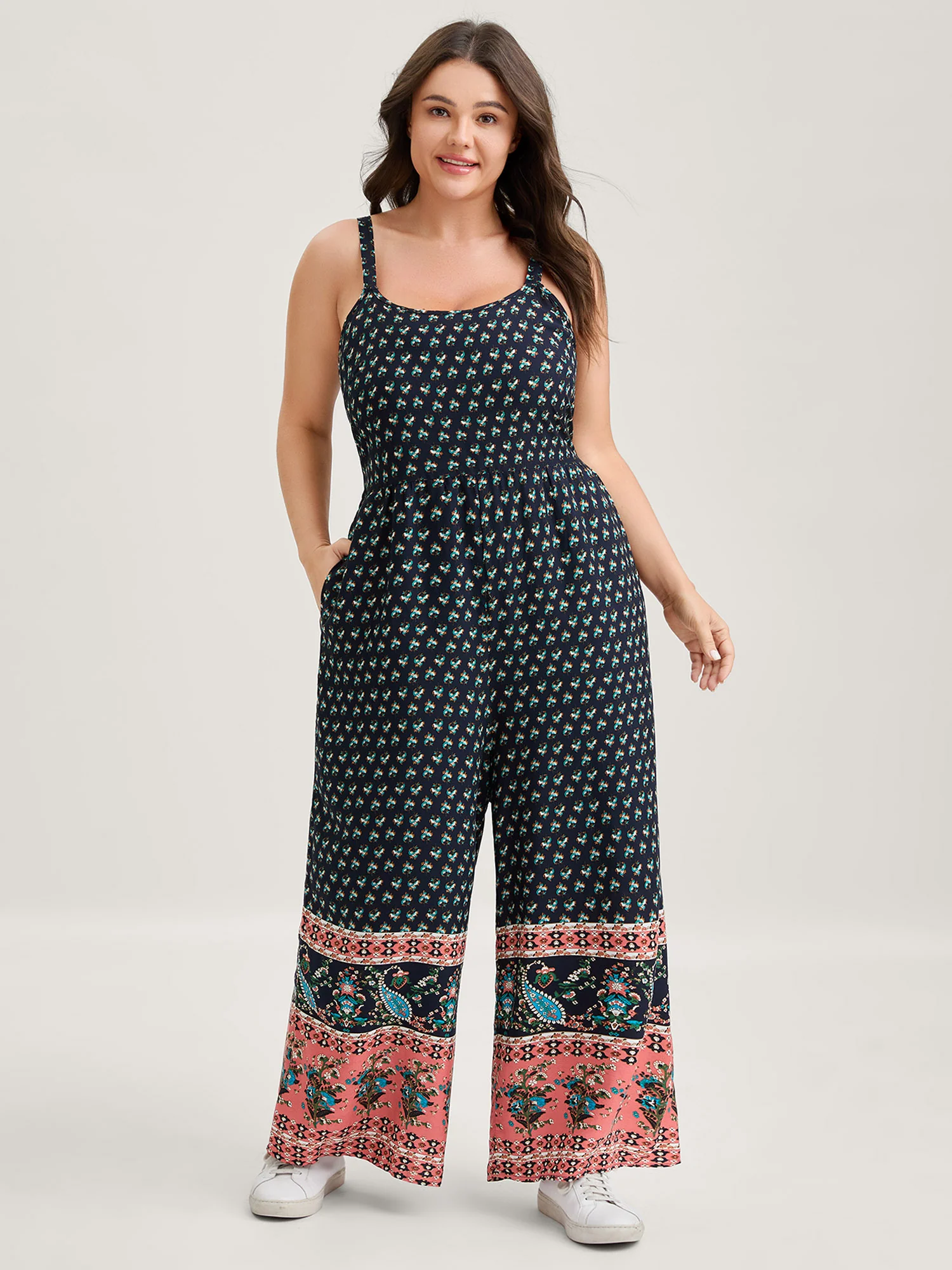 Boho Contrast Cami Wide-Leg Jumpsuit - Image 3
