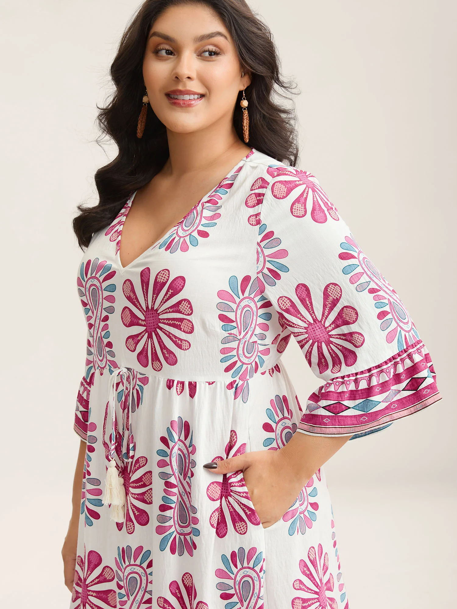 Boho Drama Sheer A-Line Midi Dress - Image 2