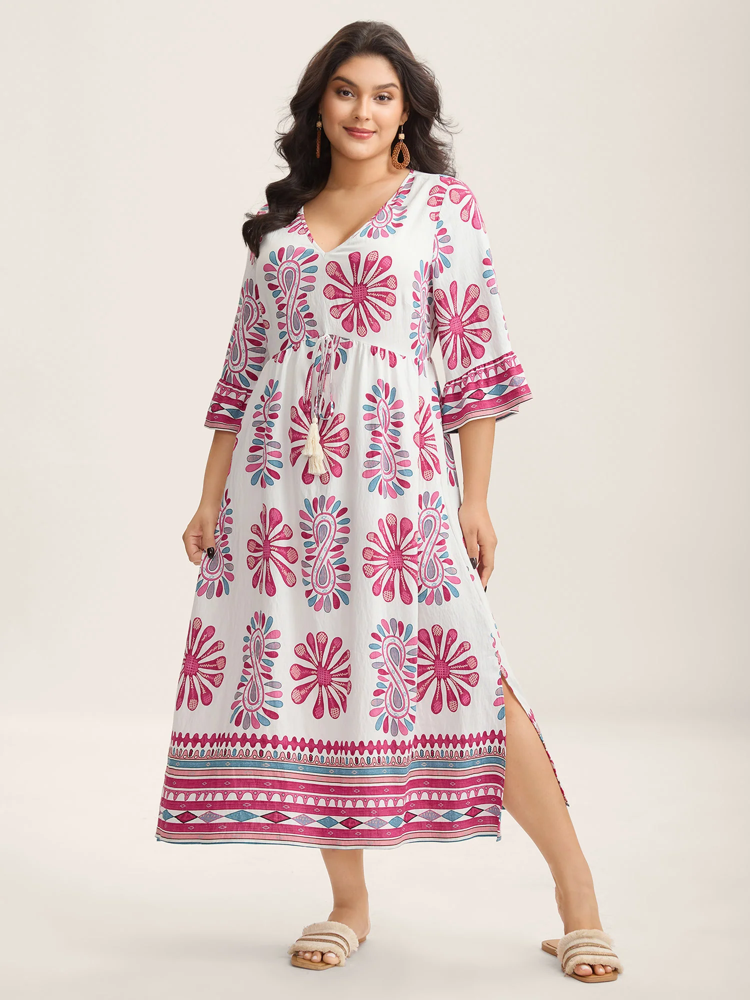 Boho Drama Sheer A-Line Midi Dress - Image 3