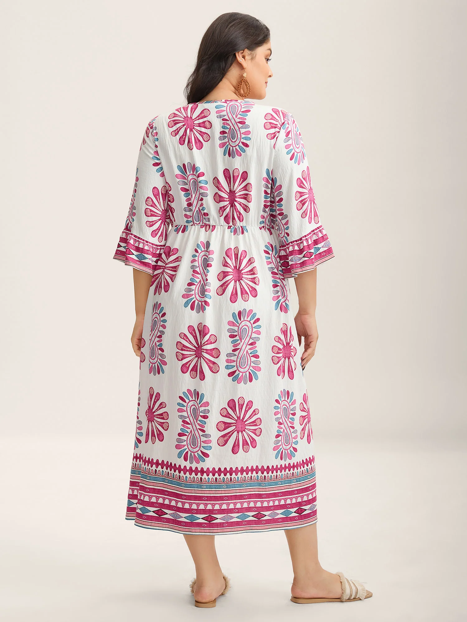 Boho Drama Sheer A-Line Midi Dress - Image 4
