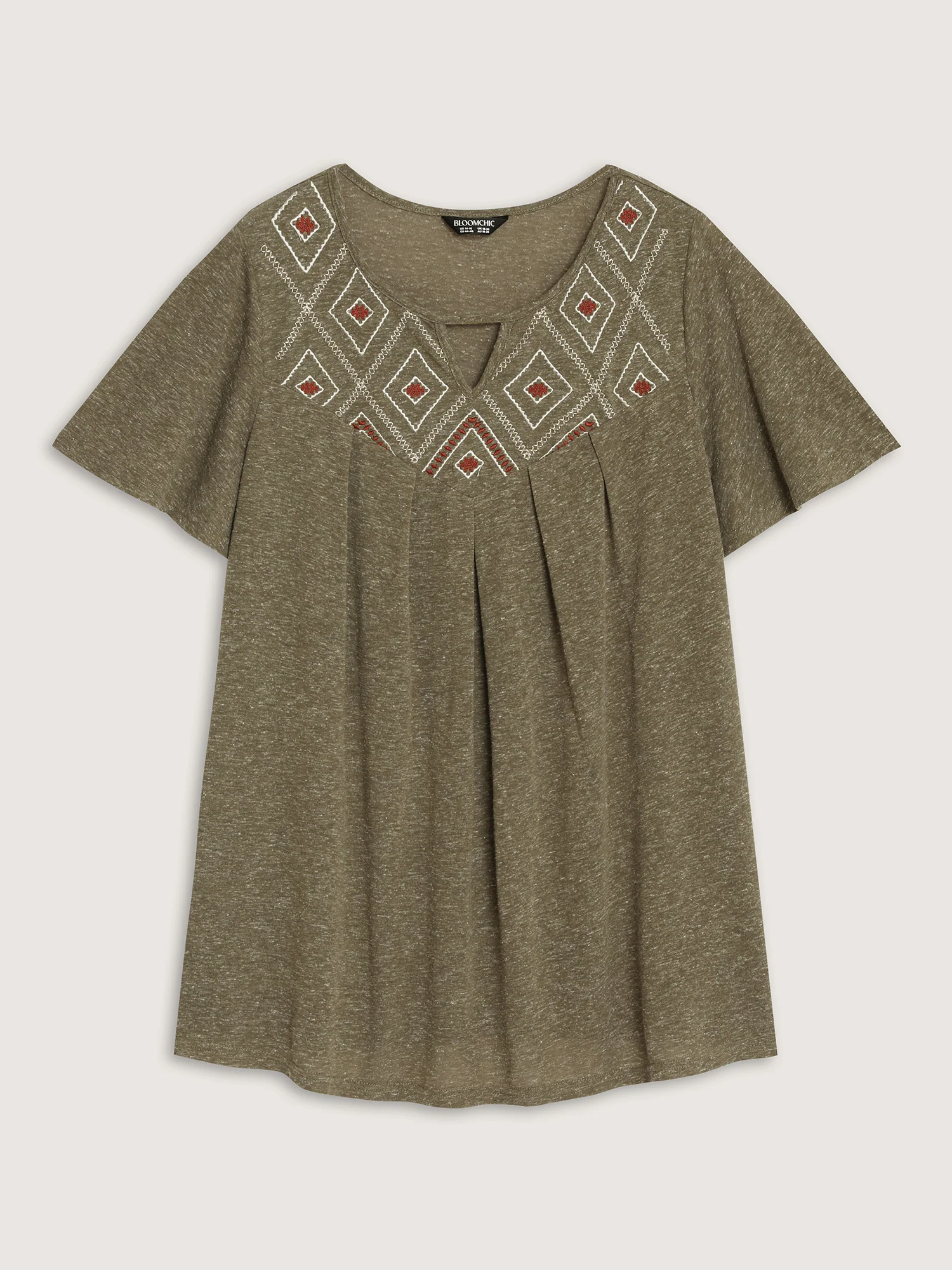Boho Embroidered Keyhole Neckline Blouse - Image 6