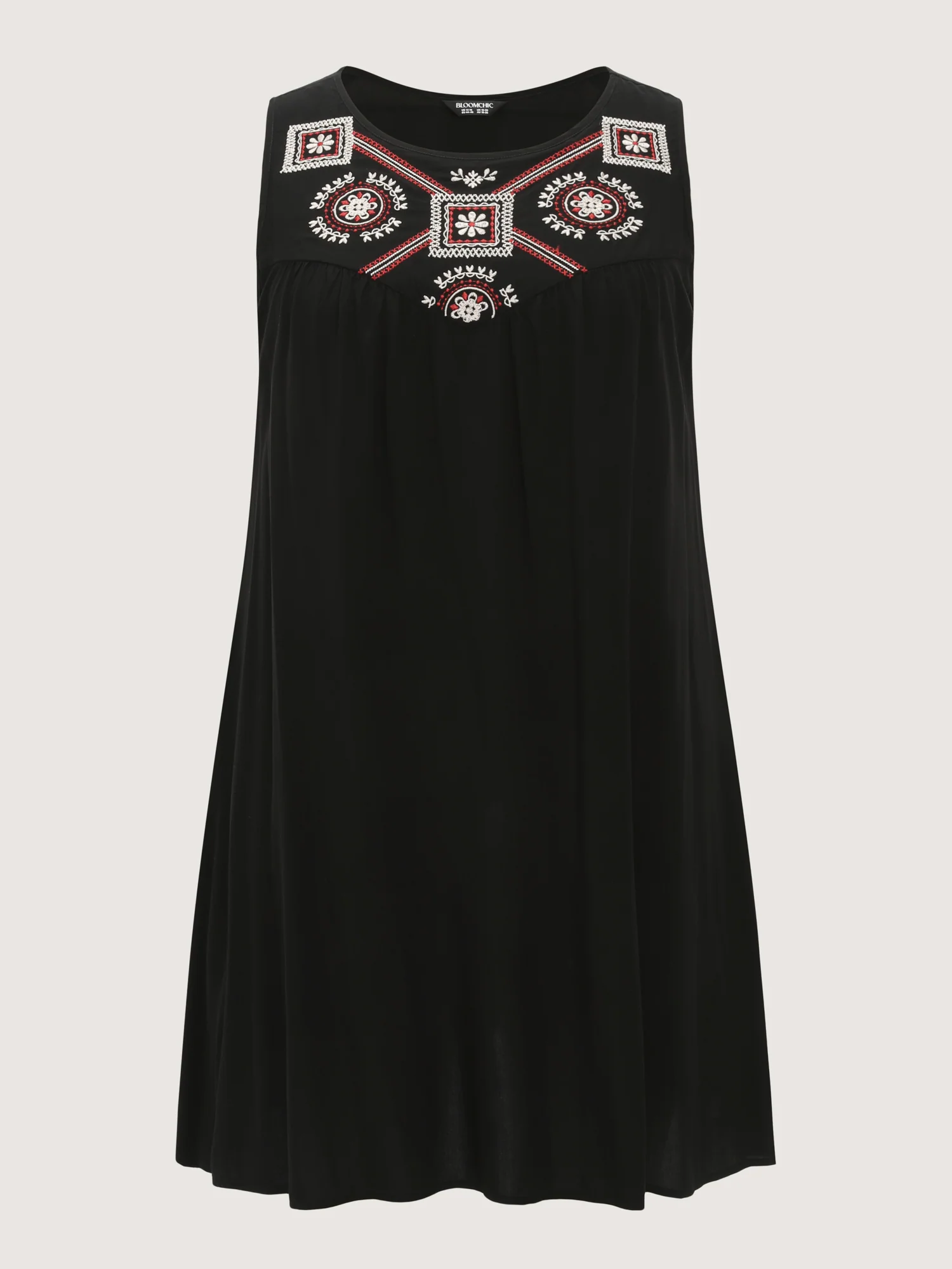 Boho Embroidered Neckline Sleeveless Mini Dress - Image 7
