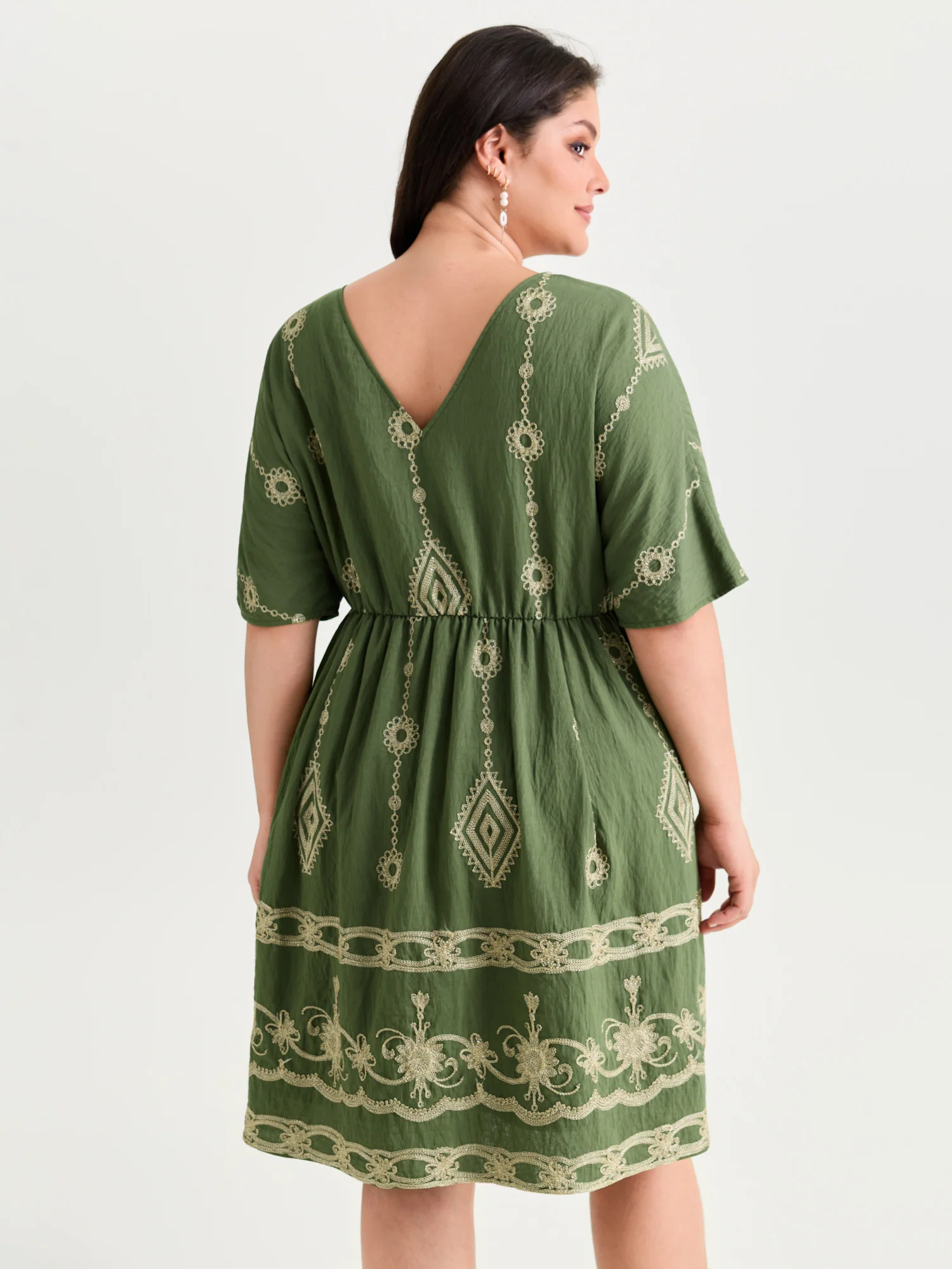 Boho Embroidered Waist Tie Mini Dress - Image 15