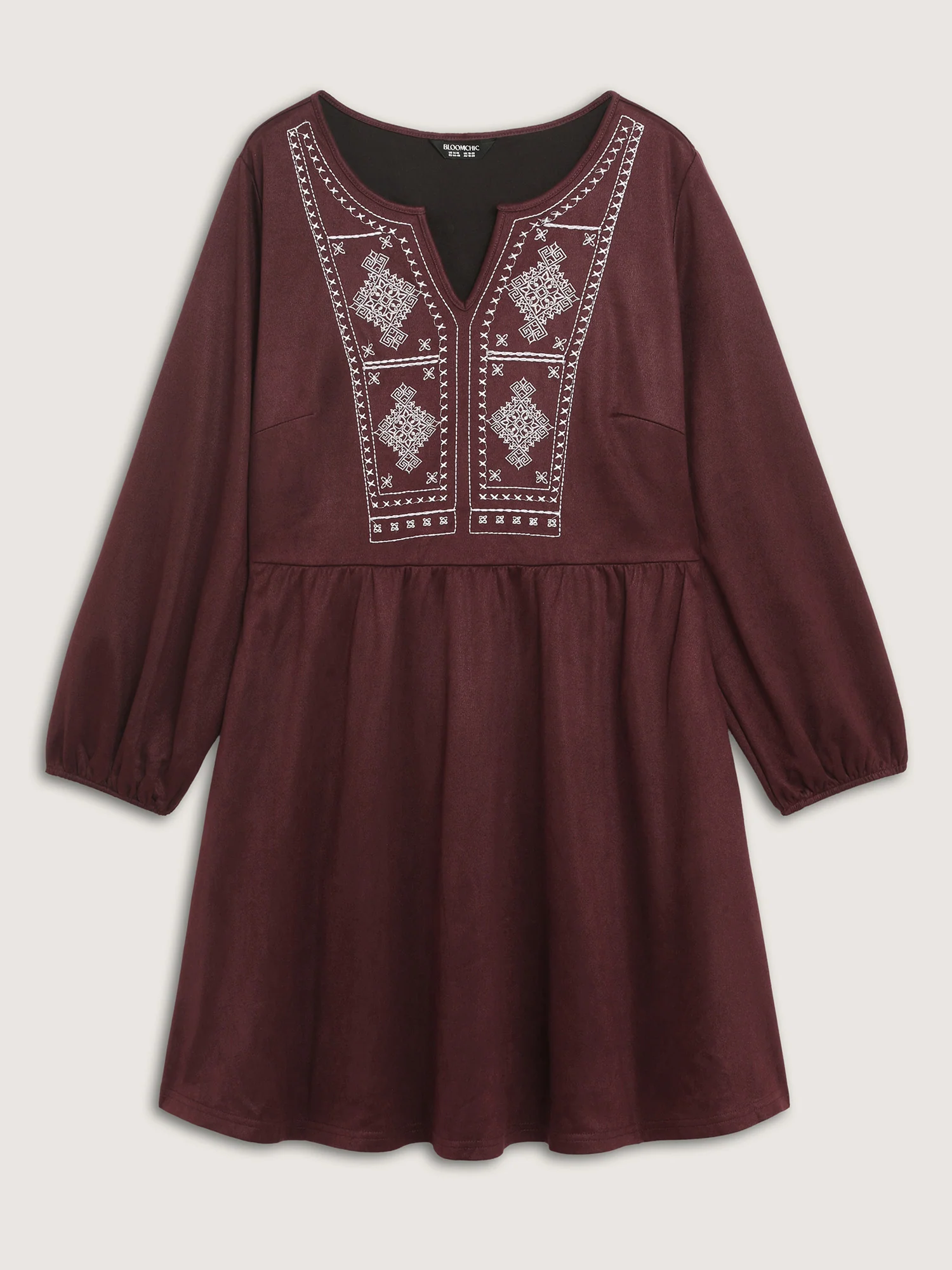 Boho Embroidery Notched Neckline Mini Dress - Image 7