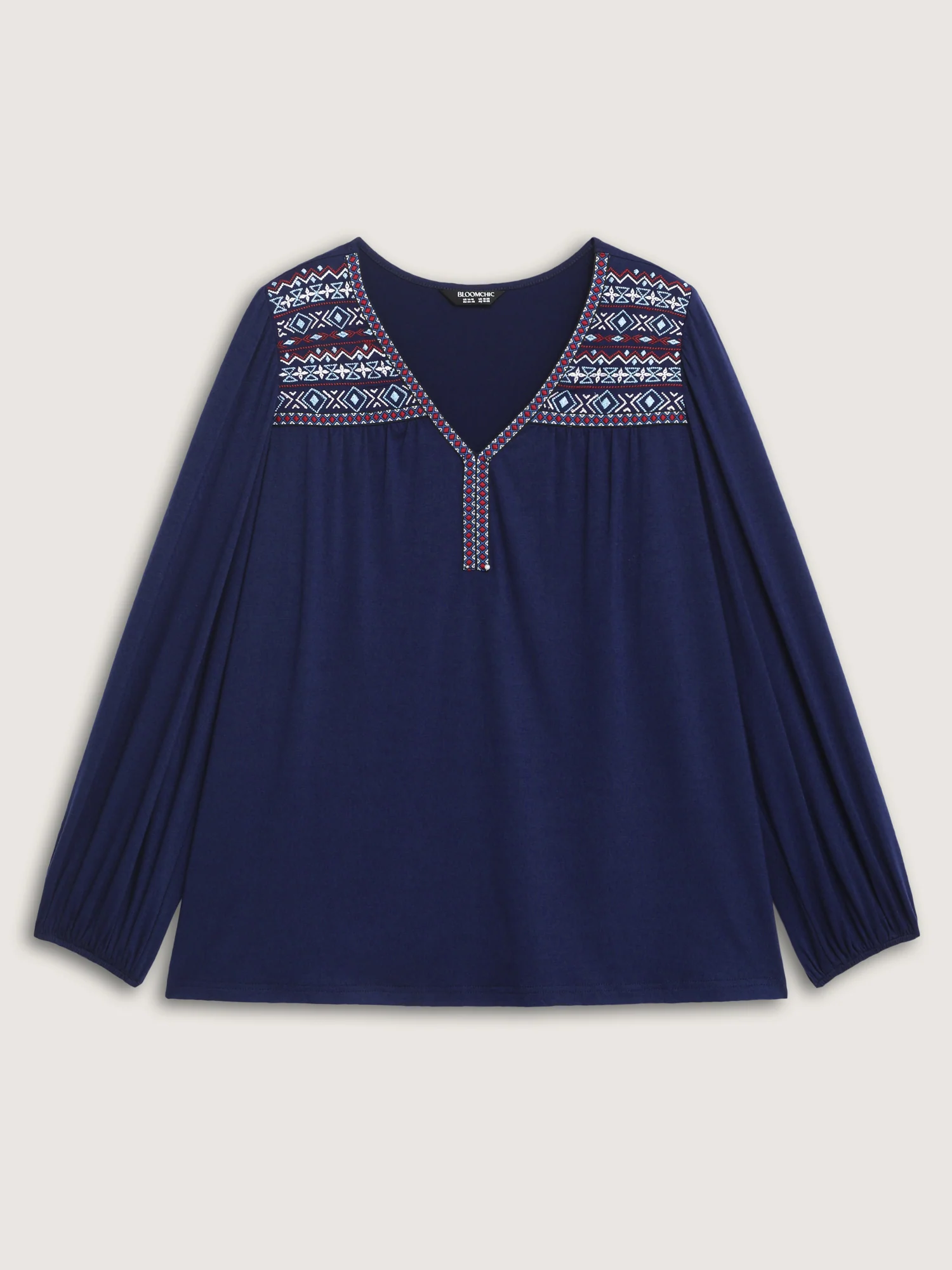 Boho Embroidery Stretchy Knit Top - Image 6