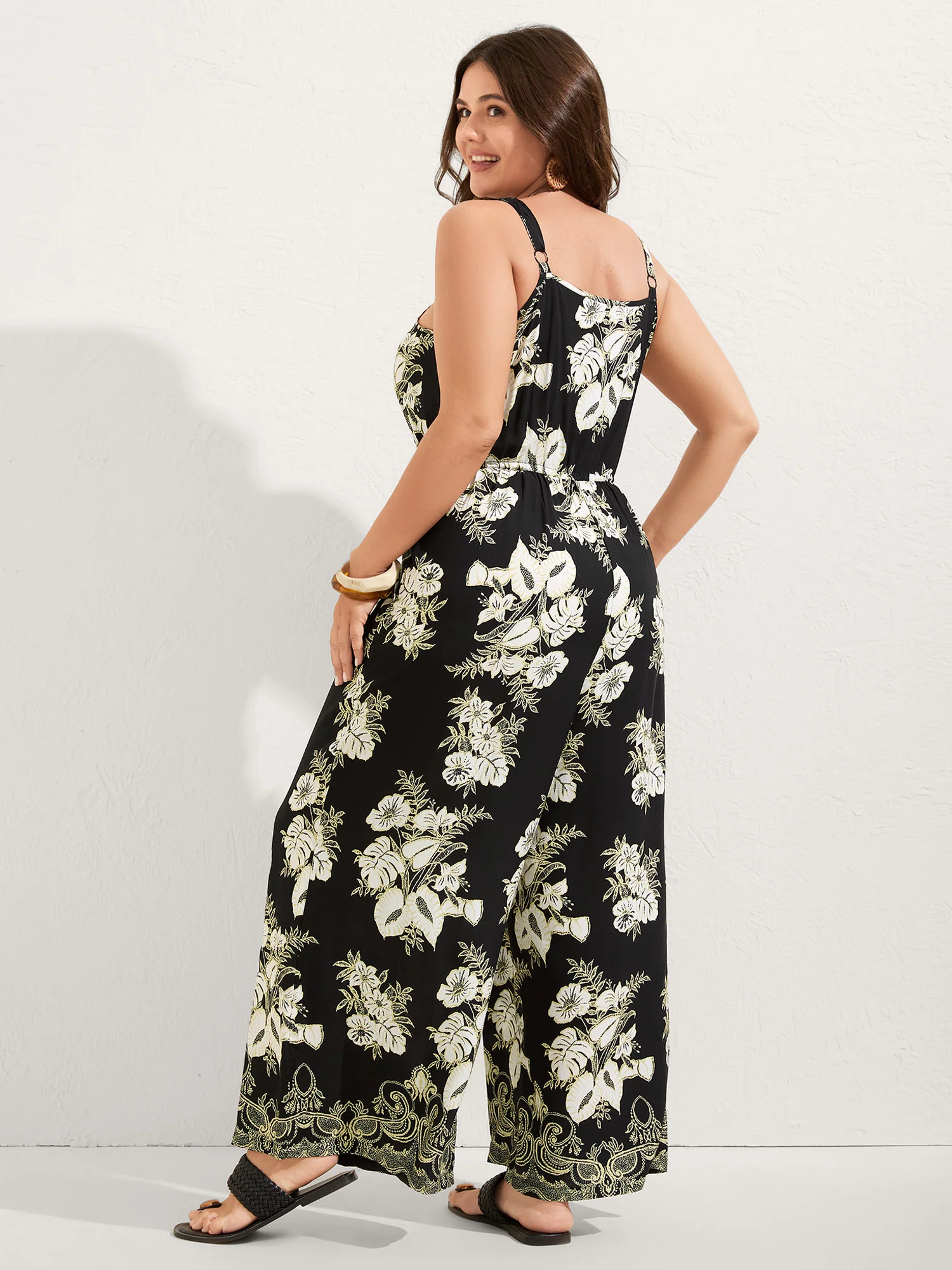 Boho Floral Cami Pockets Jumpsuit - Image 4