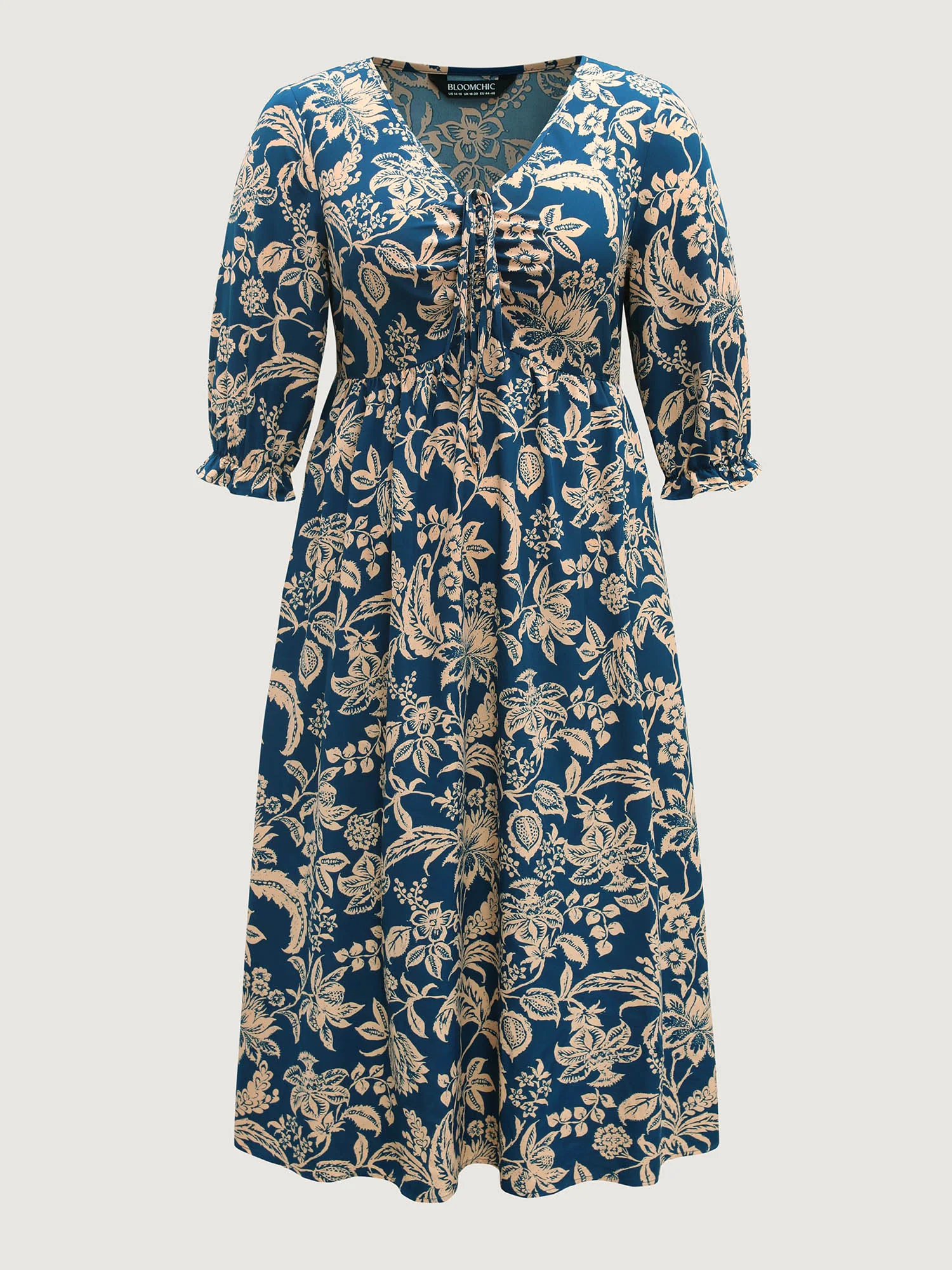 Boho Floral Drawstring Pockets Maxi Dress - Image 7