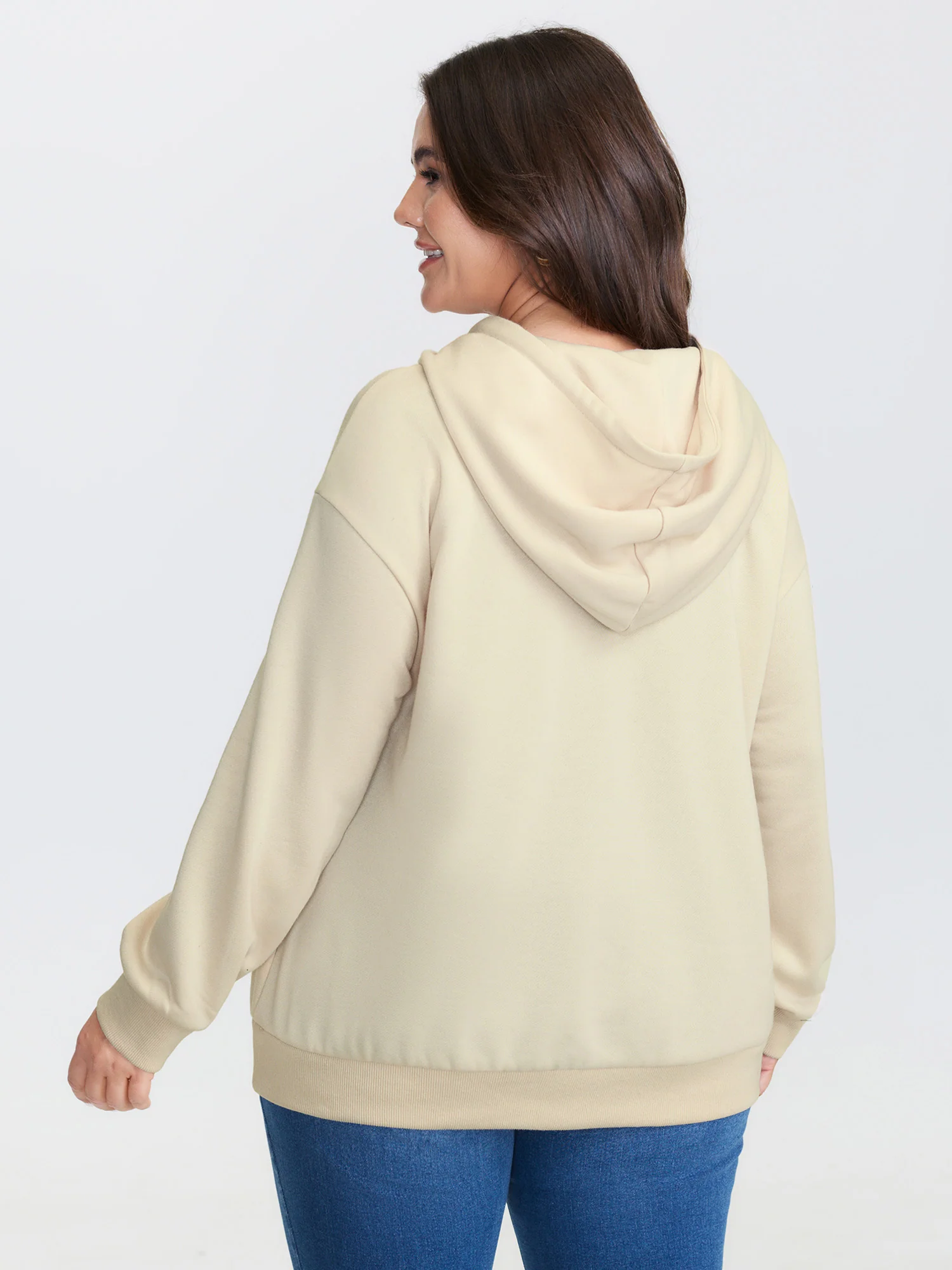 Boho Floral Embroidery Drop Shoulder Hoodie - Image 4