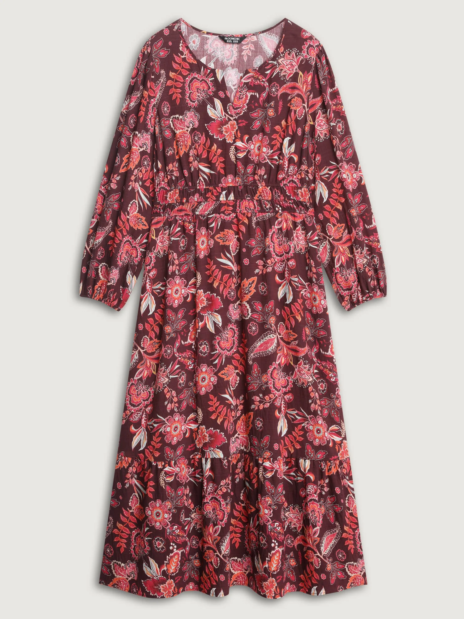 Boho Floral Print Cinched-Waist Maxi Dress - Image 6