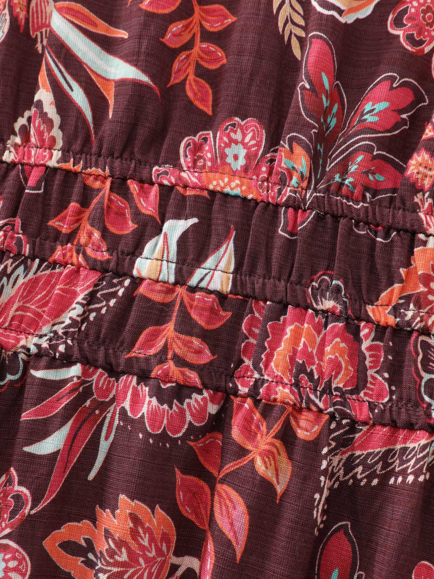 Boho Floral Print Cinched-Waist Maxi Dress - Image 8