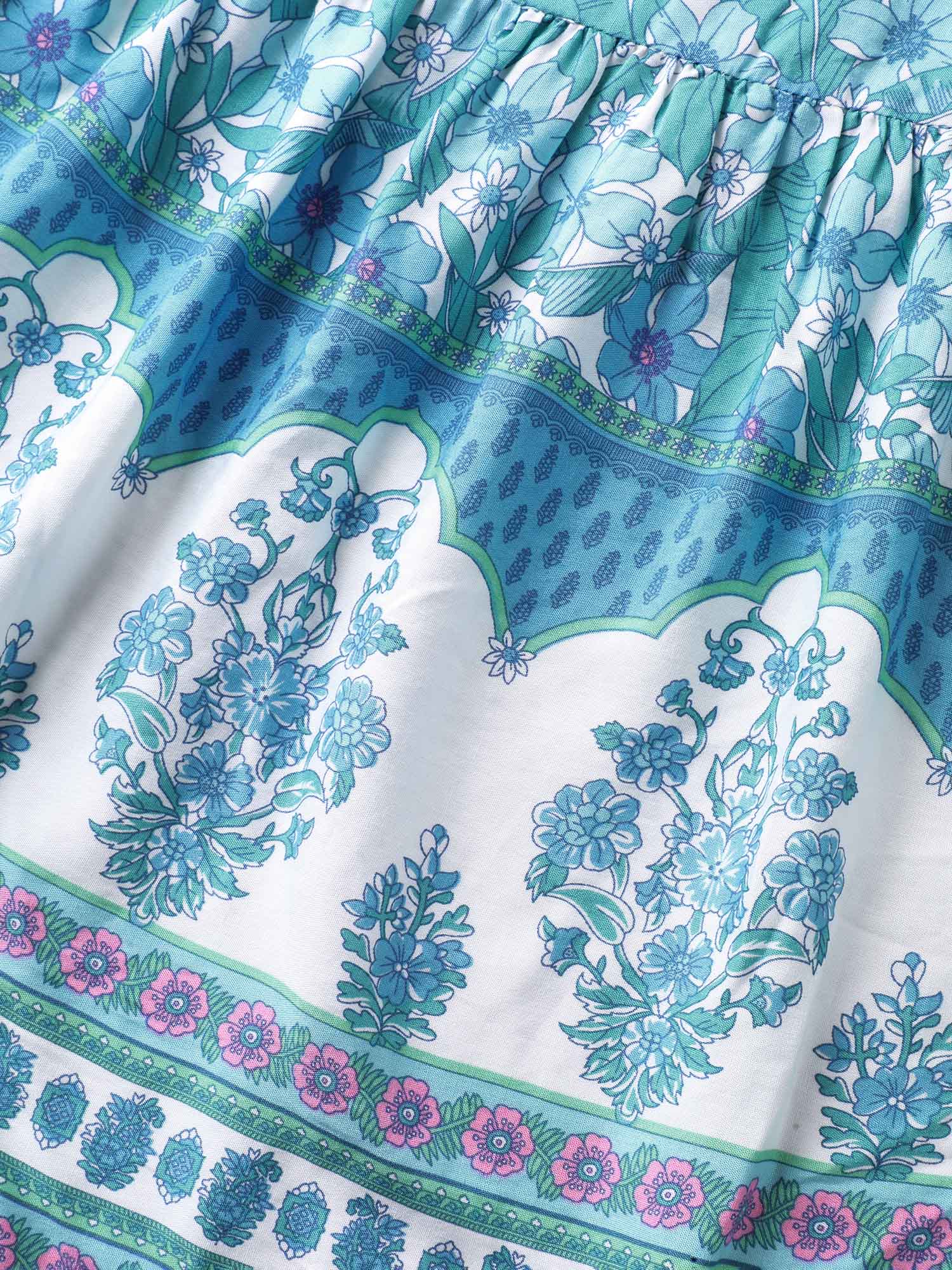 Boho Floral Print Color Contrast Blouse - Image 7