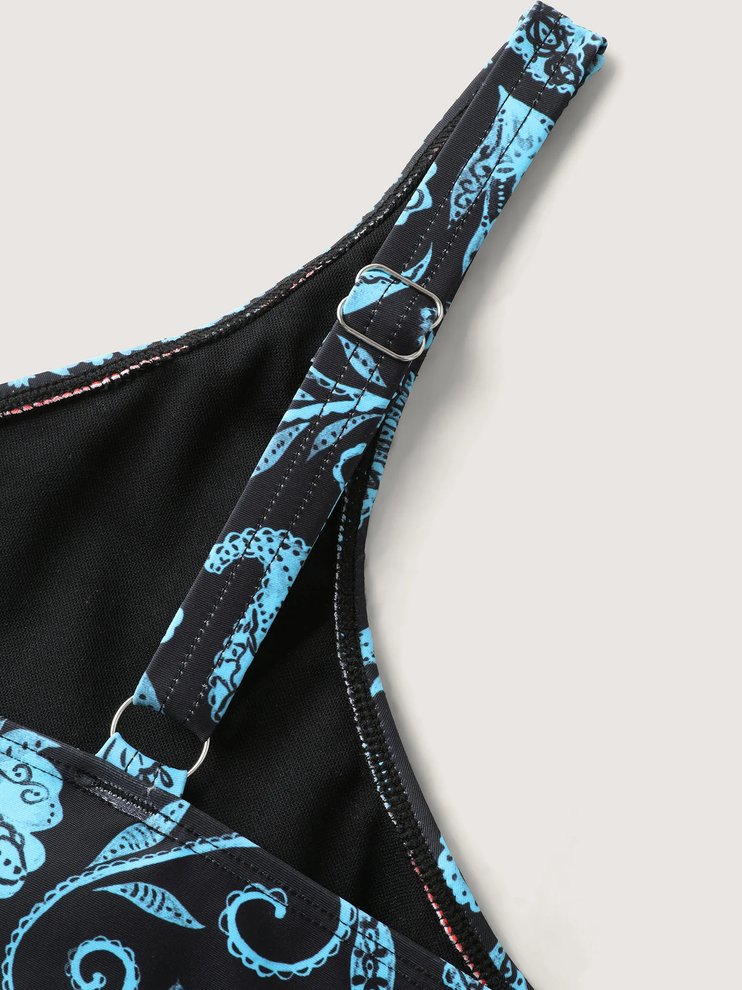 Boho Floral Print Ruched One-Piece Swimsuit - Image 6
