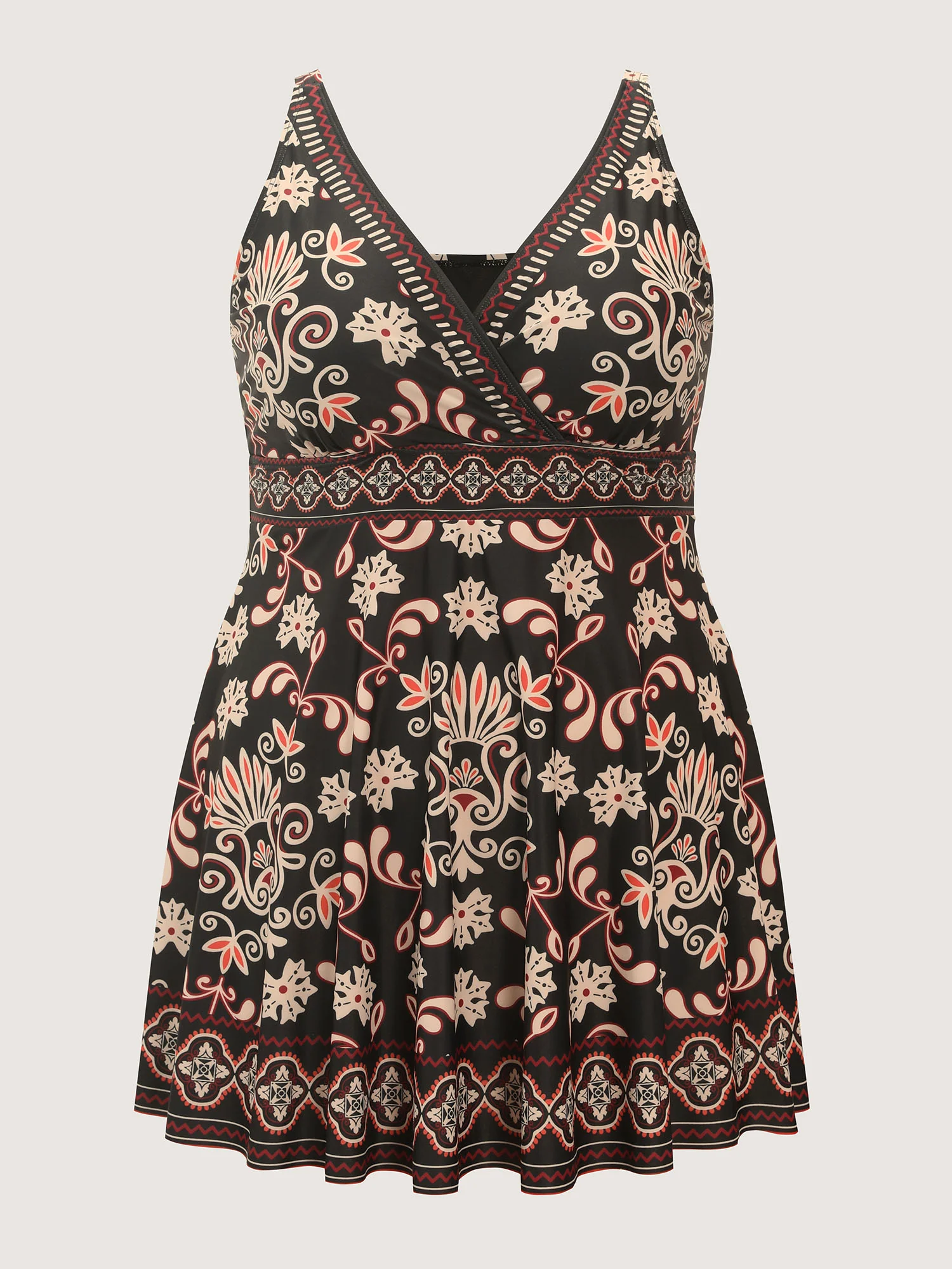 Boho Floral Print Surplice Swim Dress - Image 7