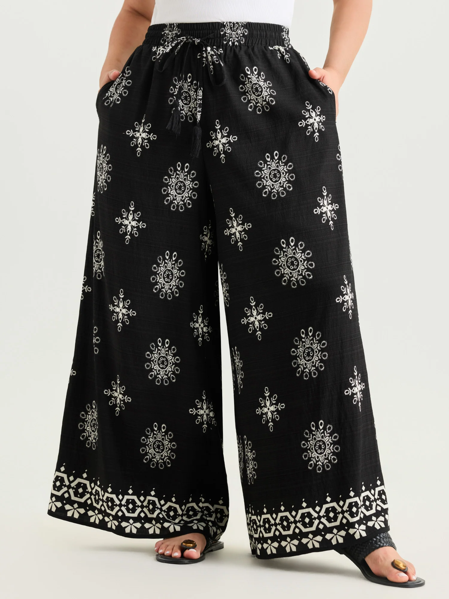 Boho Floral Print Wide Leg Pants - Image 2