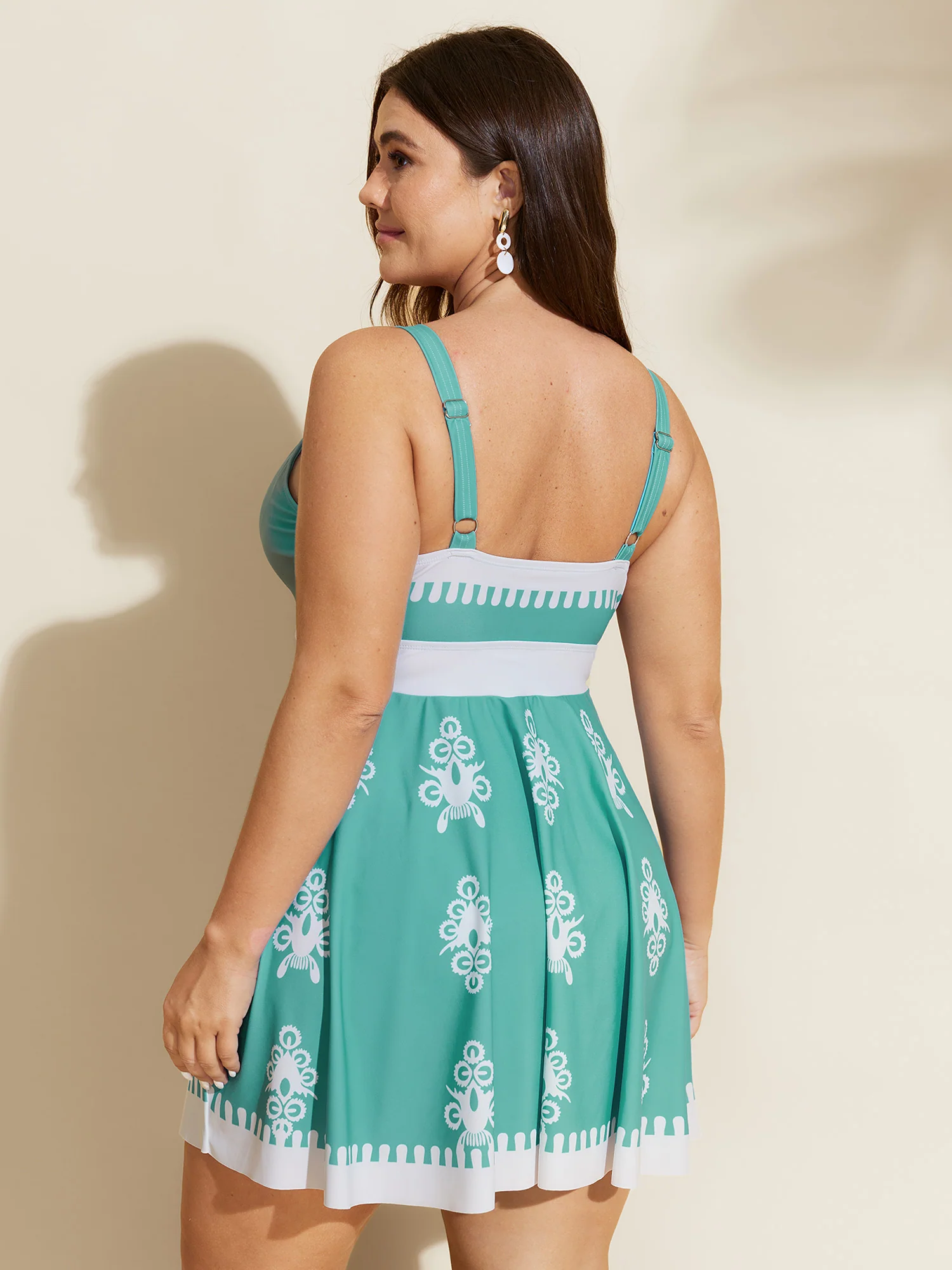 Boho Flower Print Surplice Swim Dress - Image 26
