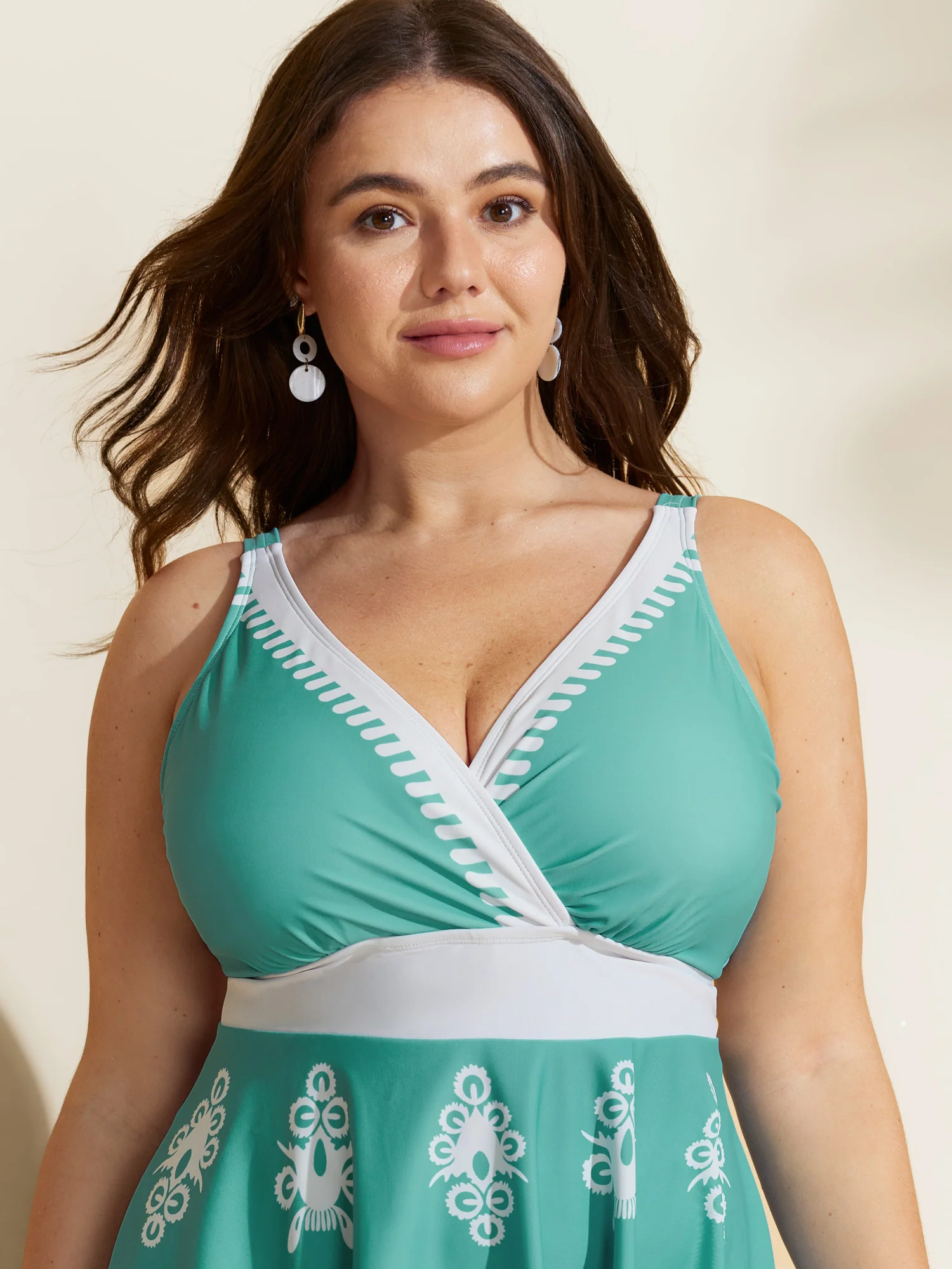 Boho Flower Print Surplice Swim Dress - Image 27