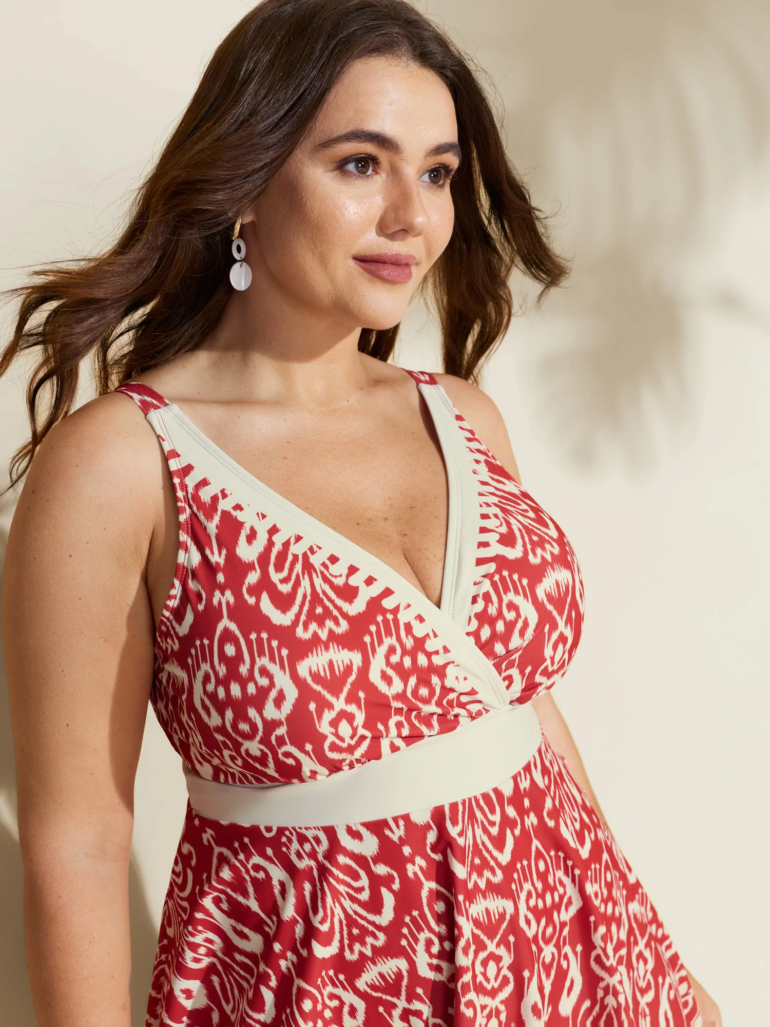 Boho Flower Print Surplice Swim Dress - Image 32
