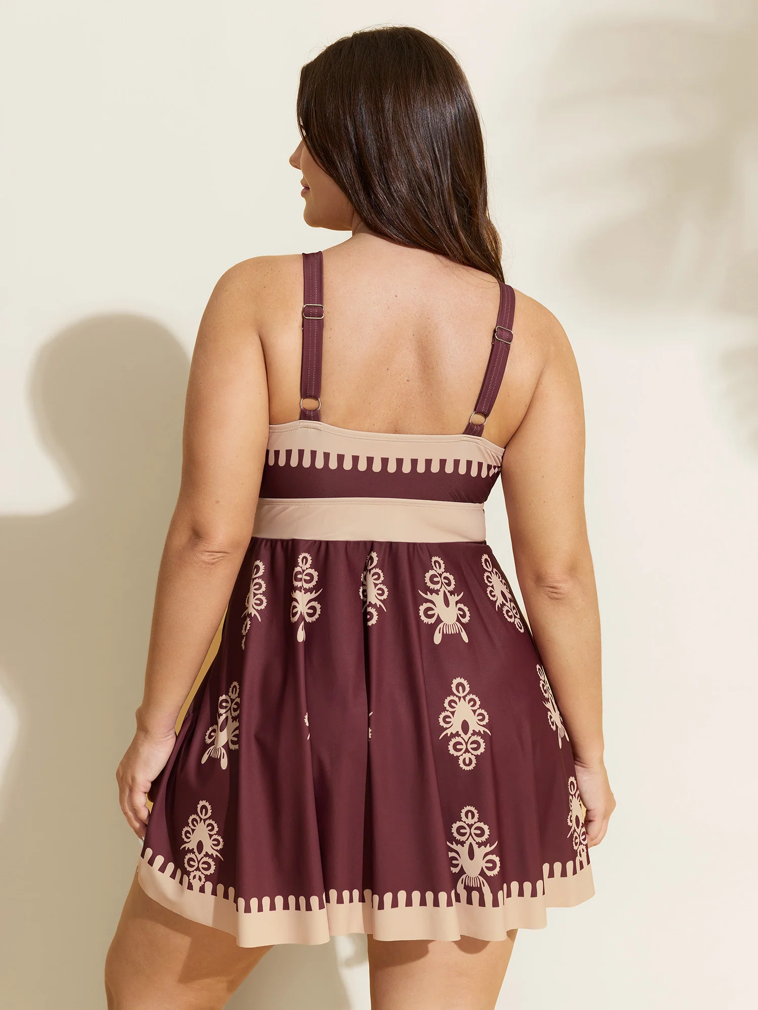 Boho Flower Print Surplice Swim Dress - Image 36